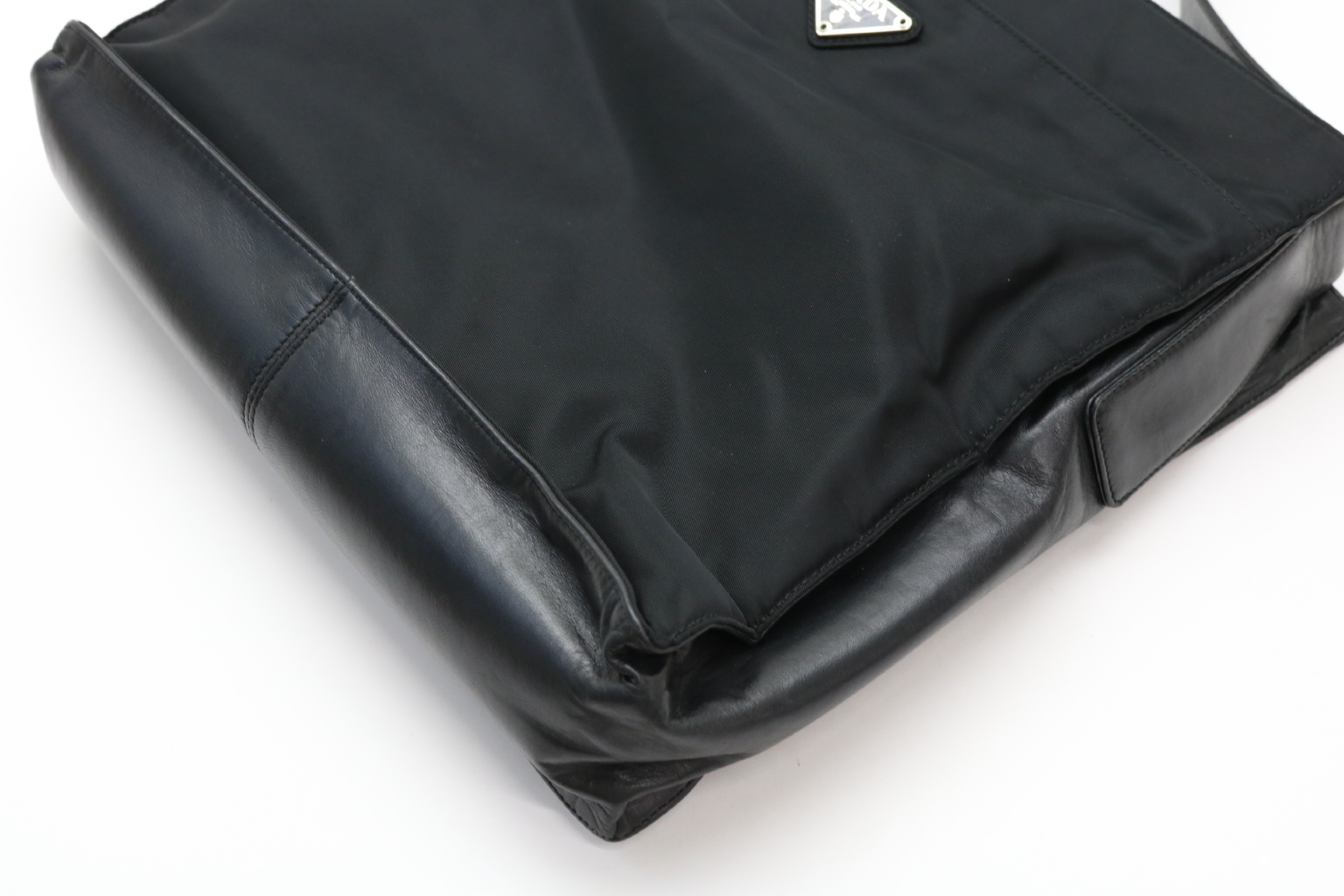 Triangle Logo Nylon Leather Shoulder Bag — view 11