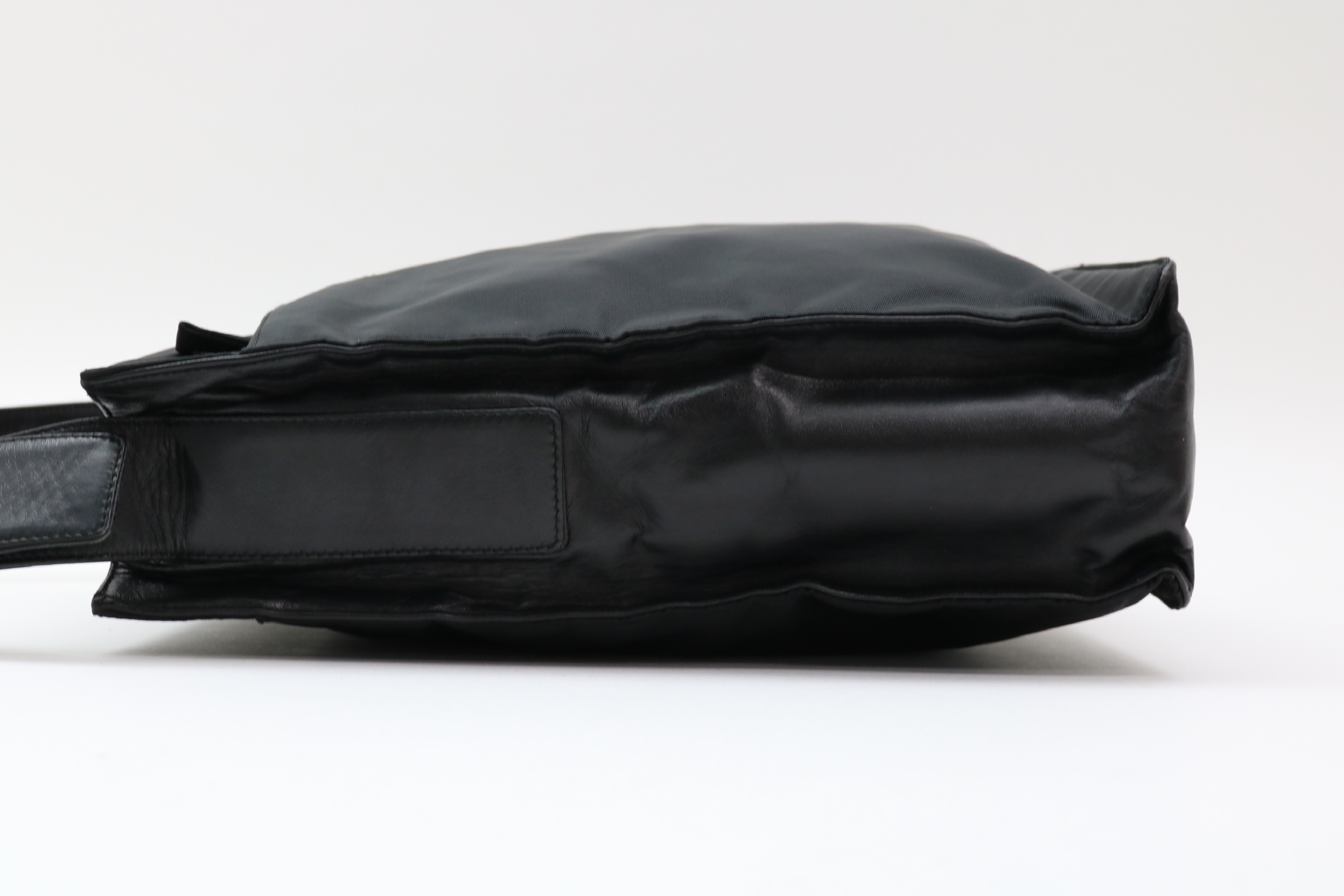 Triangle Logo Nylon Leather Shoulder Bag — view 3