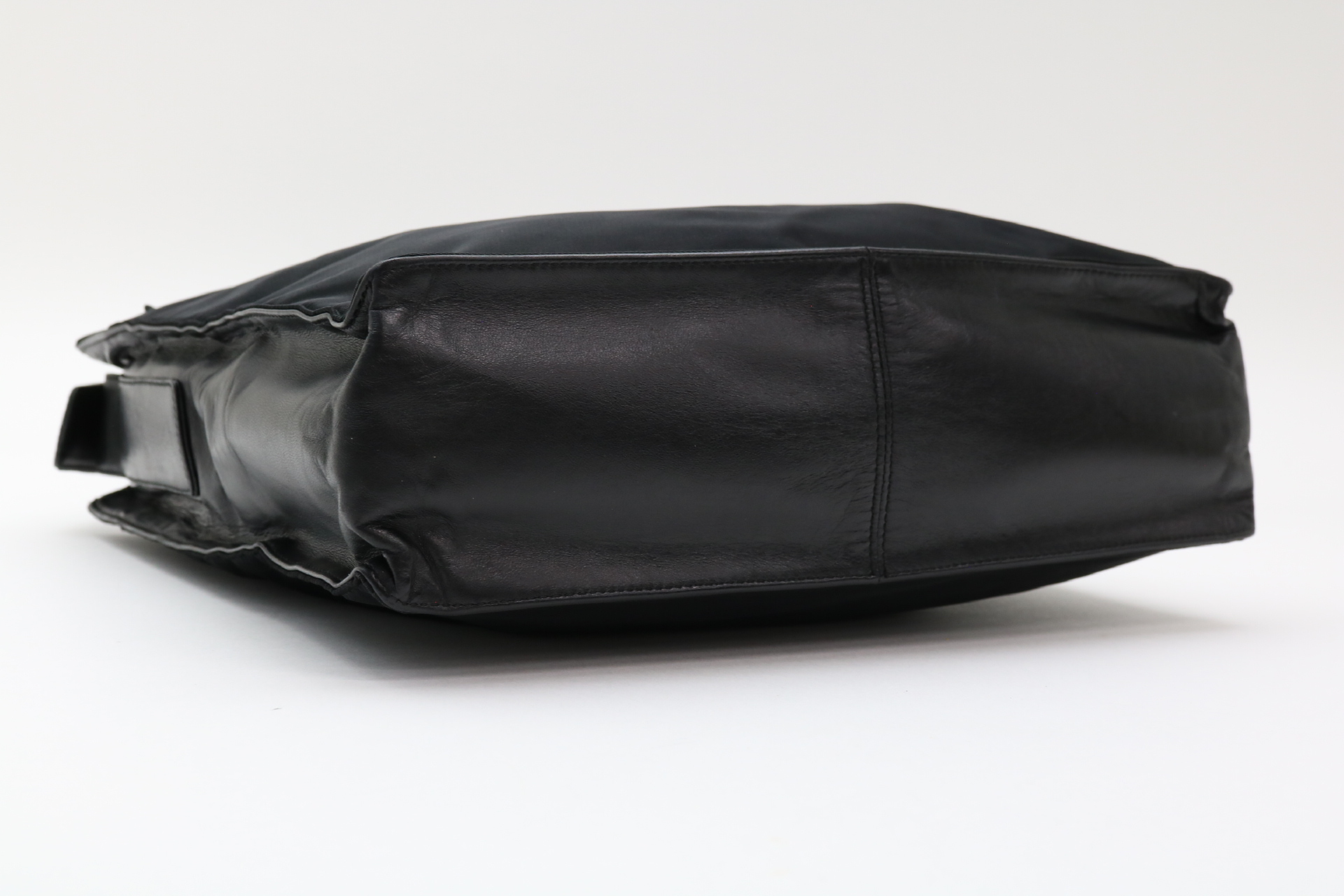 Triangle Logo Nylon Leather Shoulder Bag — view 5