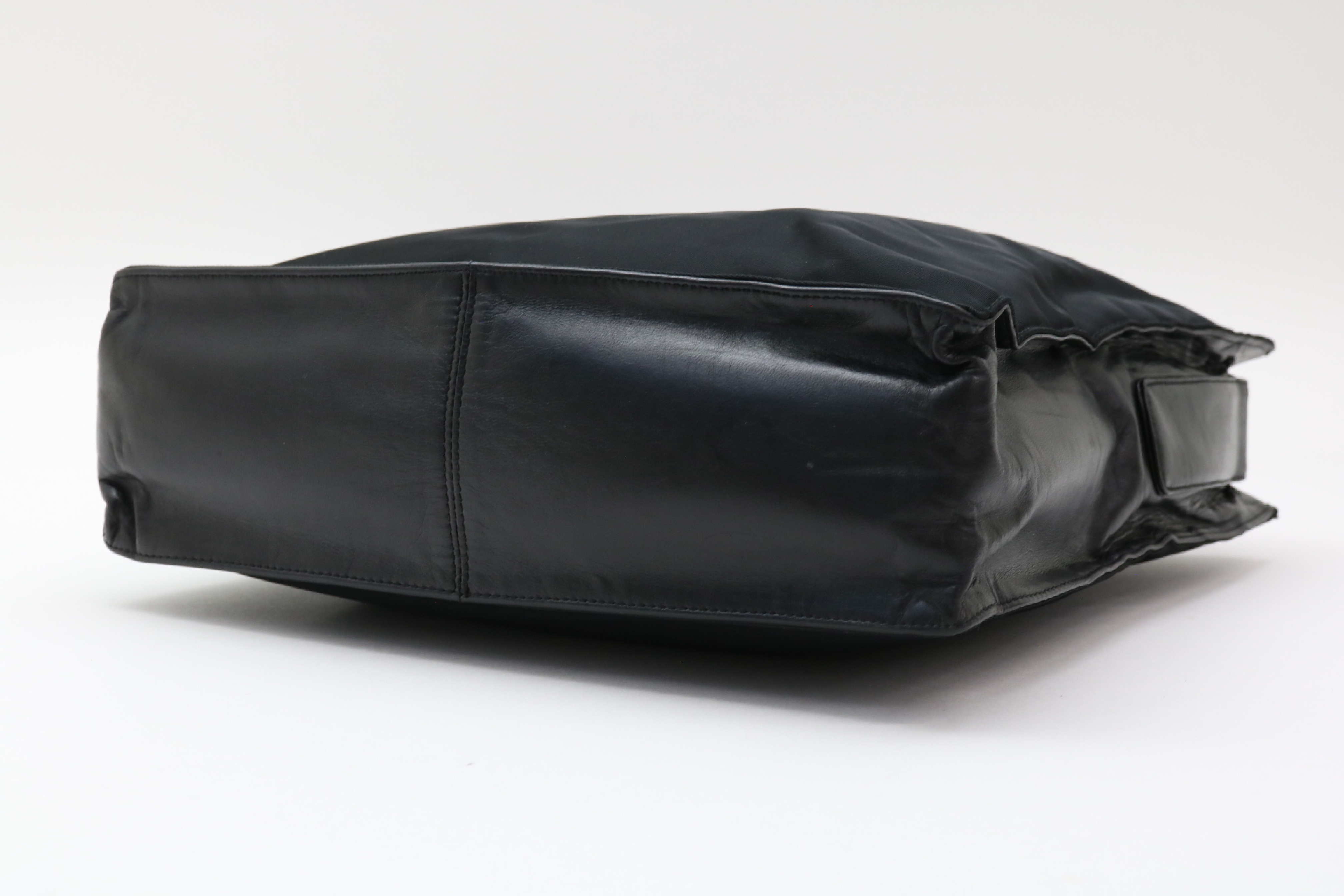 Triangle Logo Nylon Leather Shoulder Bag — view 6