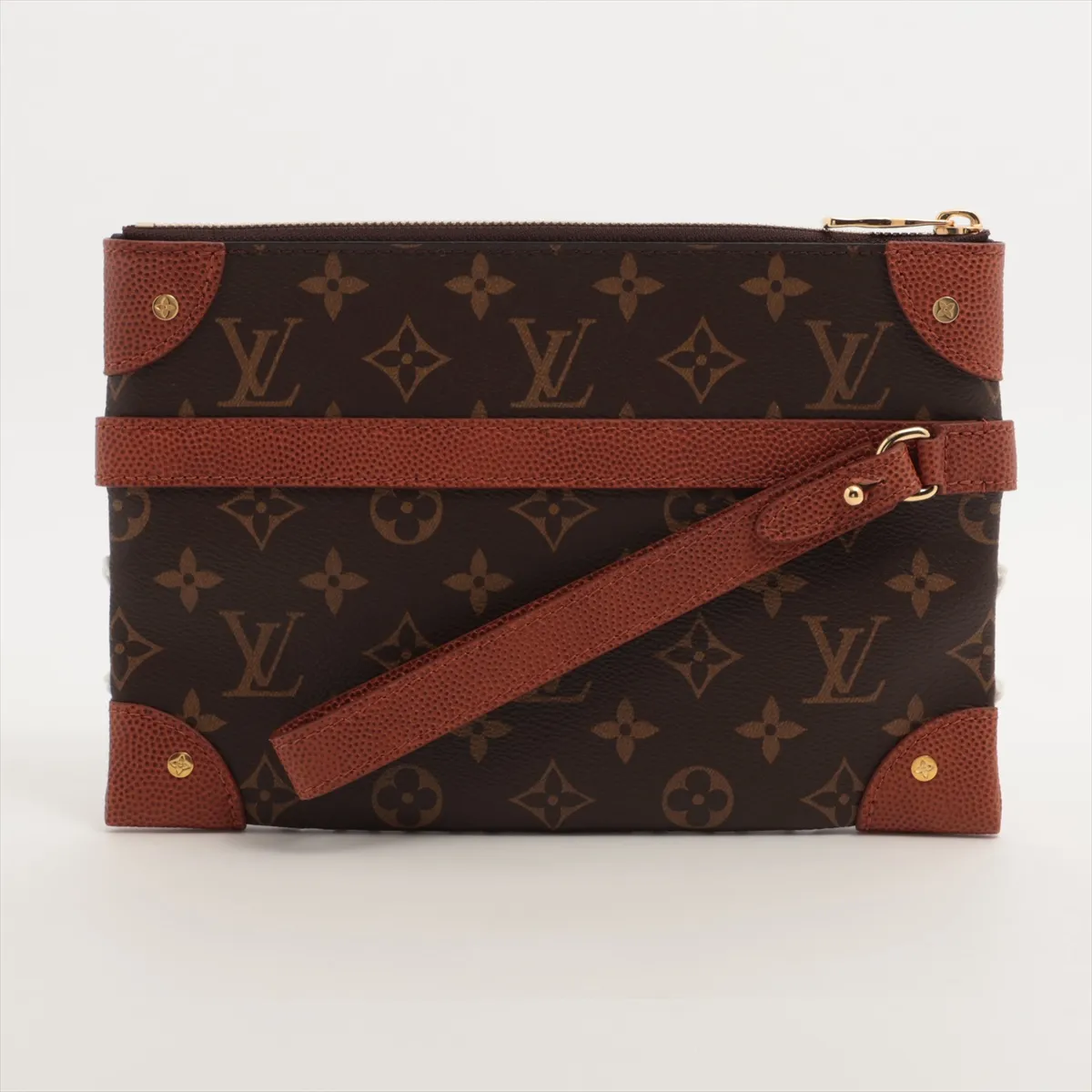 x NBA Monogram Net Flat Pouch M80543 PVC x Leather Pouch Brown RFID Detectable — view 2
