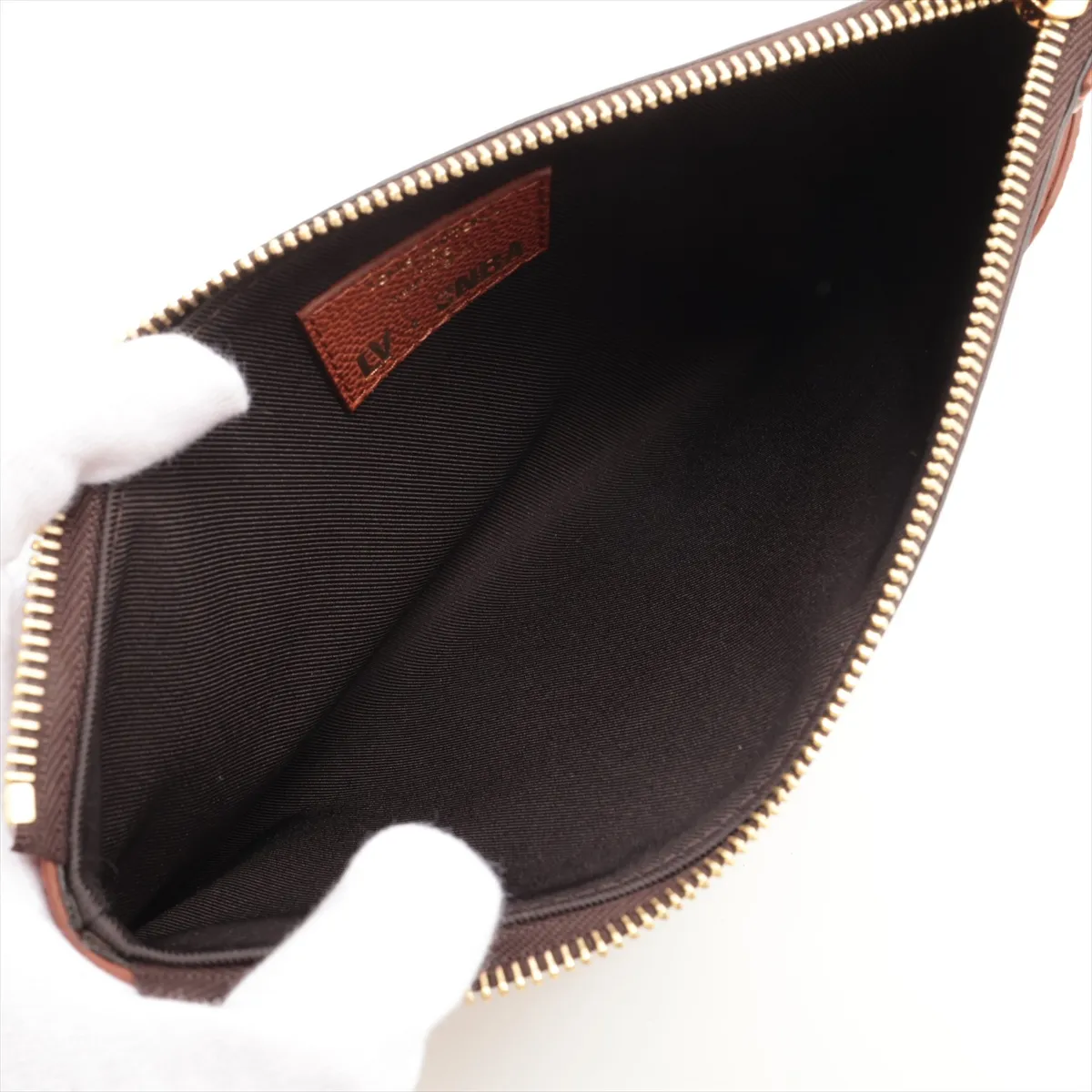 x NBA Monogram Net Flat Pouch M80543 PVC x Leather Pouch Brown RFID Detectable — view 3