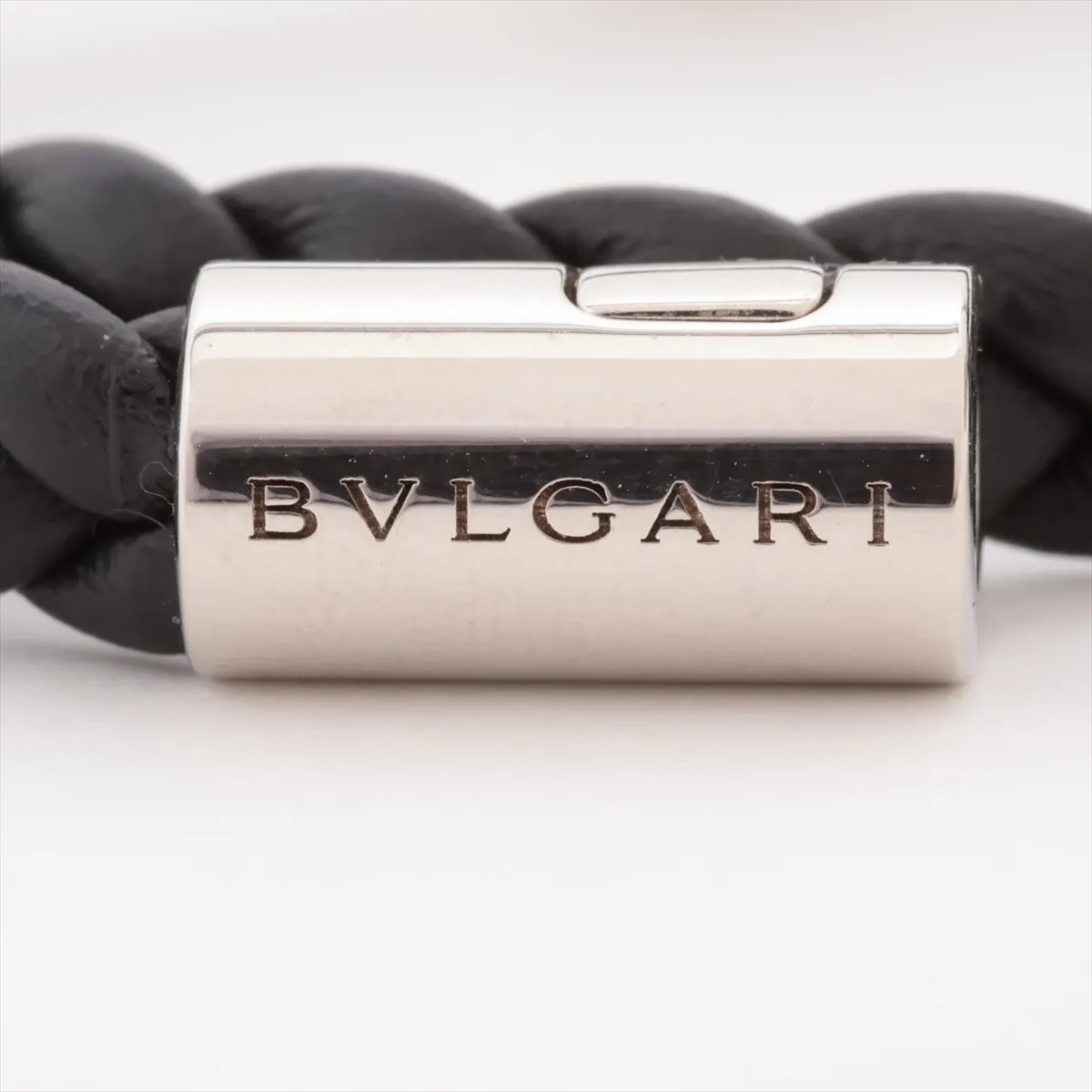 Man bracelet, metal and leather, black, with — view 6