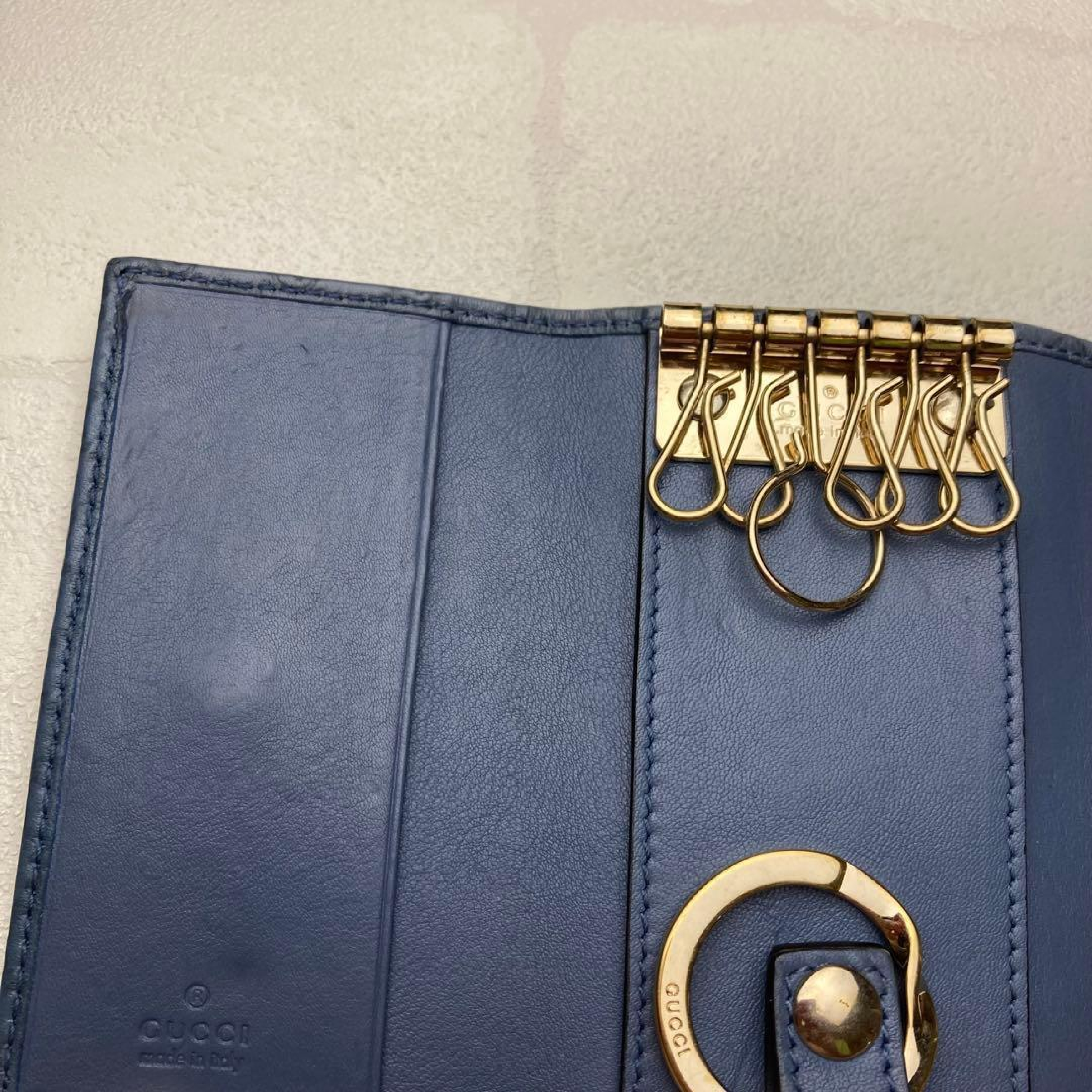 6-Key Case Key Holder, Gray, GG Microssima Embossed Key Case — view 12