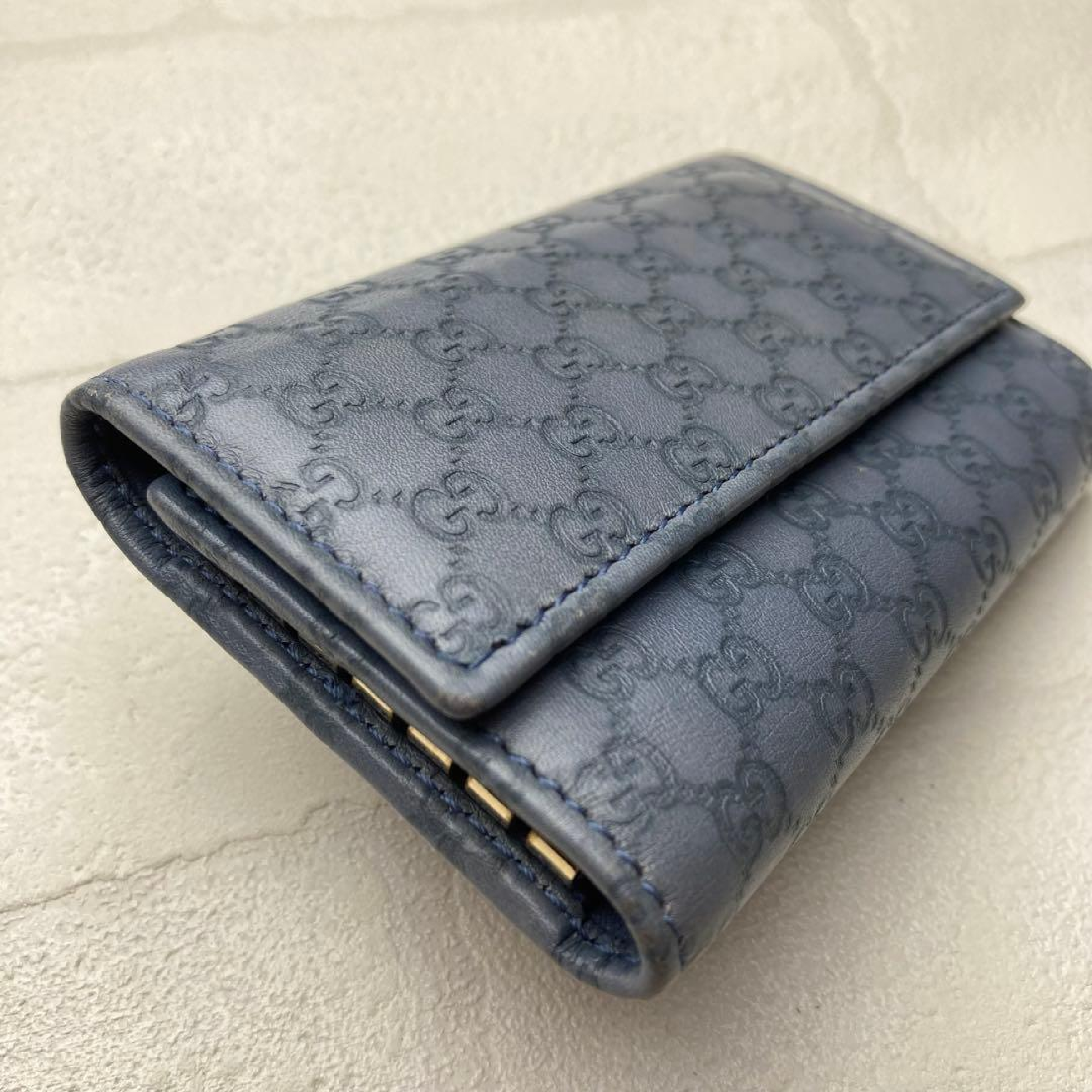 6-Key Case Key Holder, Gray, GG Microssima Embossed Key Case — view 7