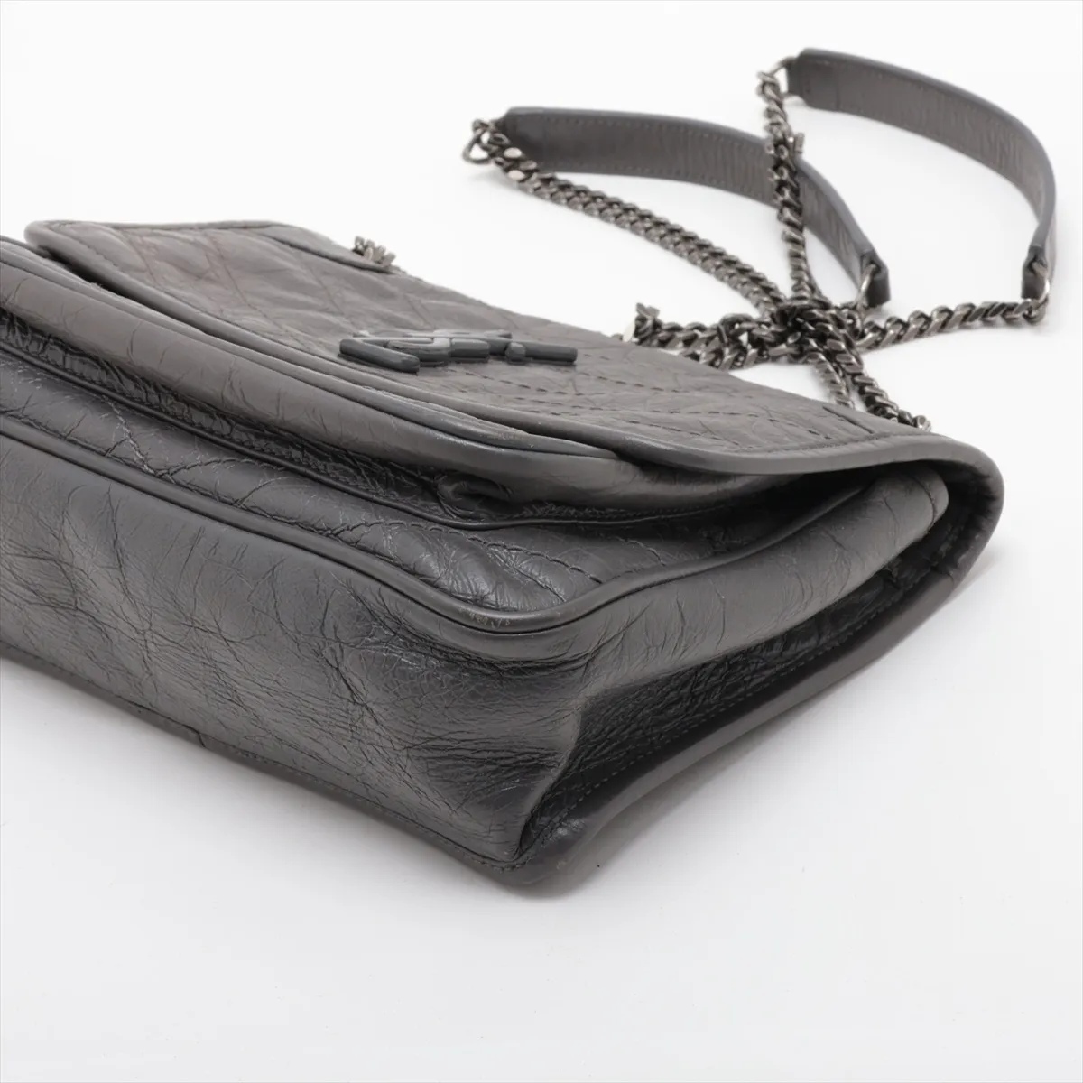 Niki Baby 533037 Leather Chain Shoulder Bag, Gray — view 3