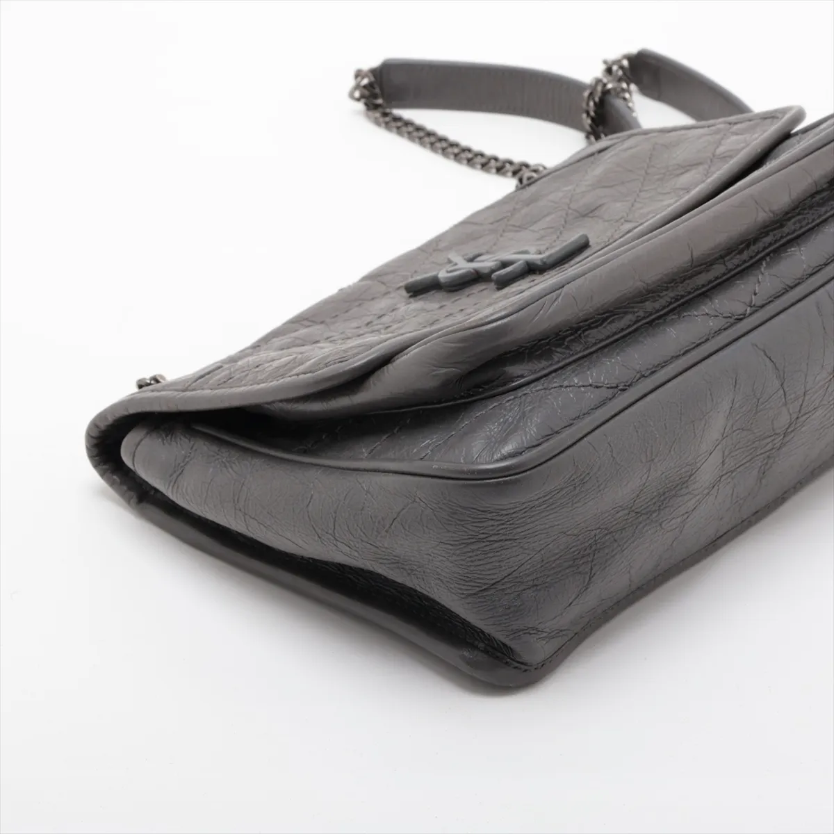 Niki Baby 533037 Leather Chain Shoulder Bag, Gray — view 4