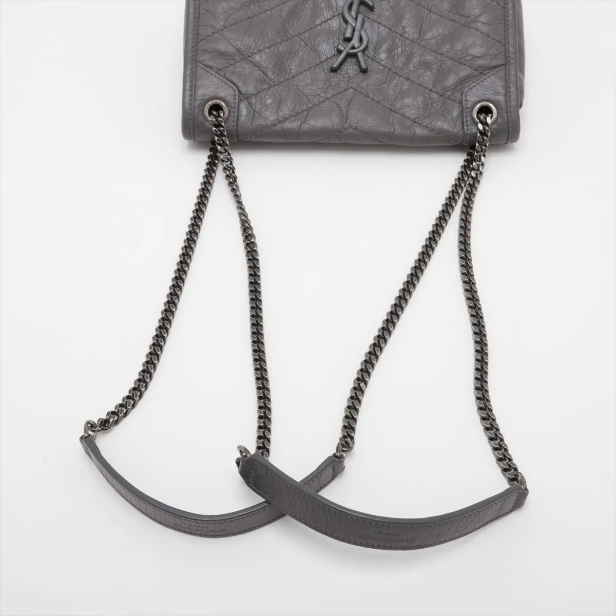 Niki Baby 533037 Leather Chain Shoulder Bag, Gray — view 5
