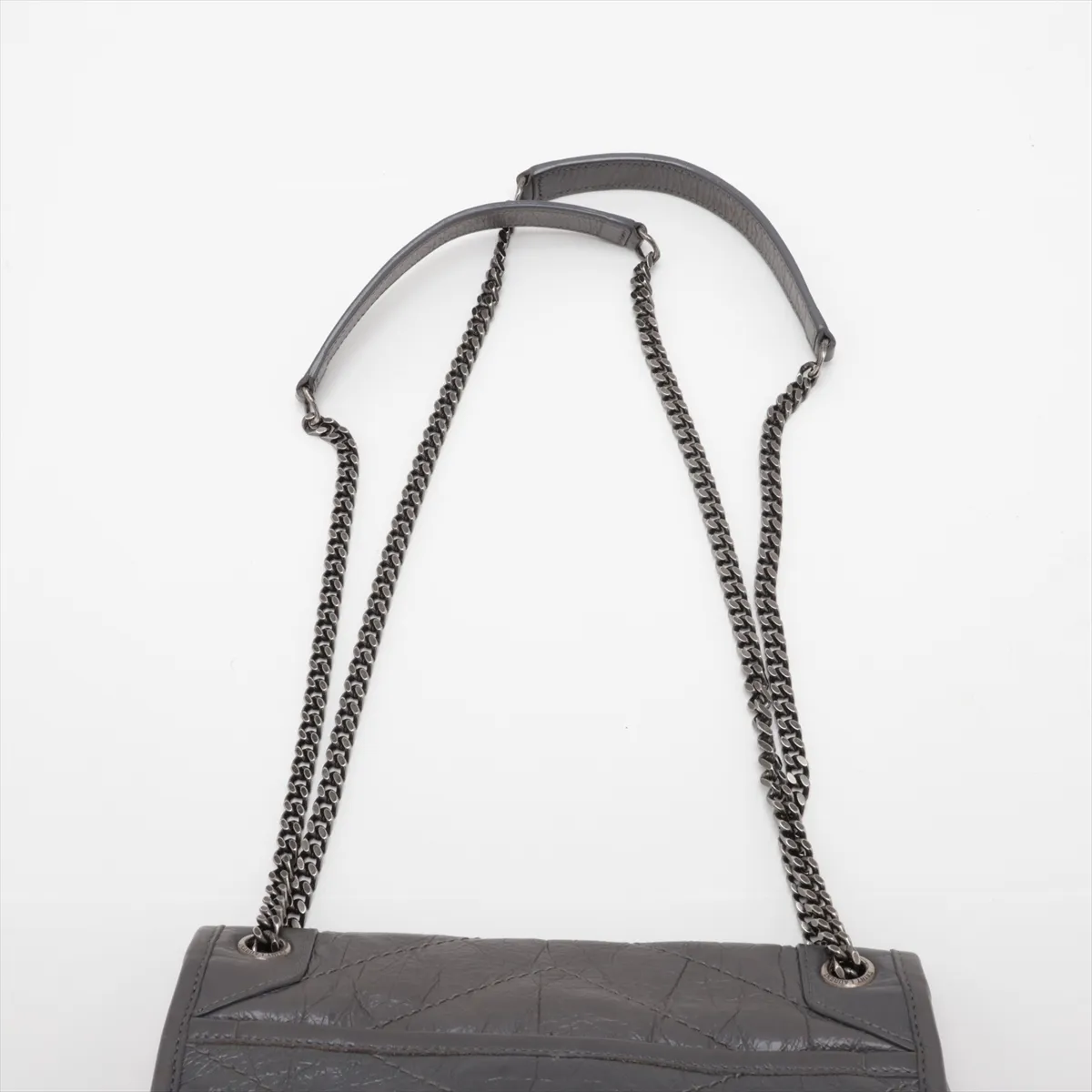 Niki Baby 533037 Leather Chain Shoulder Bag, Gray — view 6