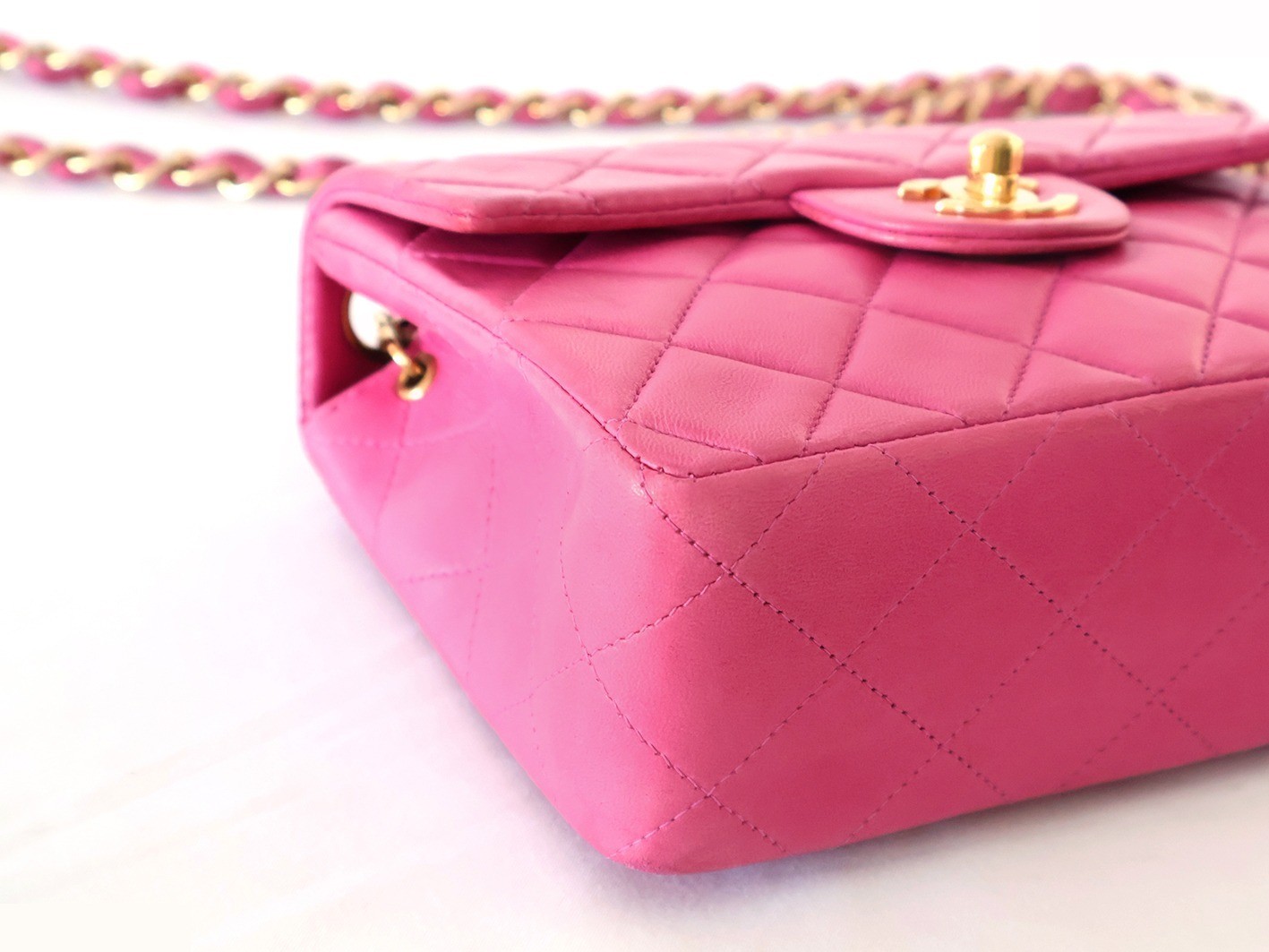 Mini Matelassé 17 Lambskin Chain Shoulder Bag, Pink — view 3