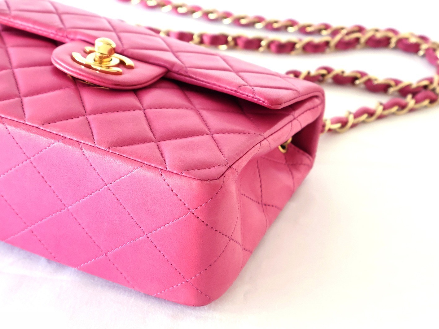 Mini Matelassé 17 Lambskin Chain Shoulder Bag, Pink — view 4