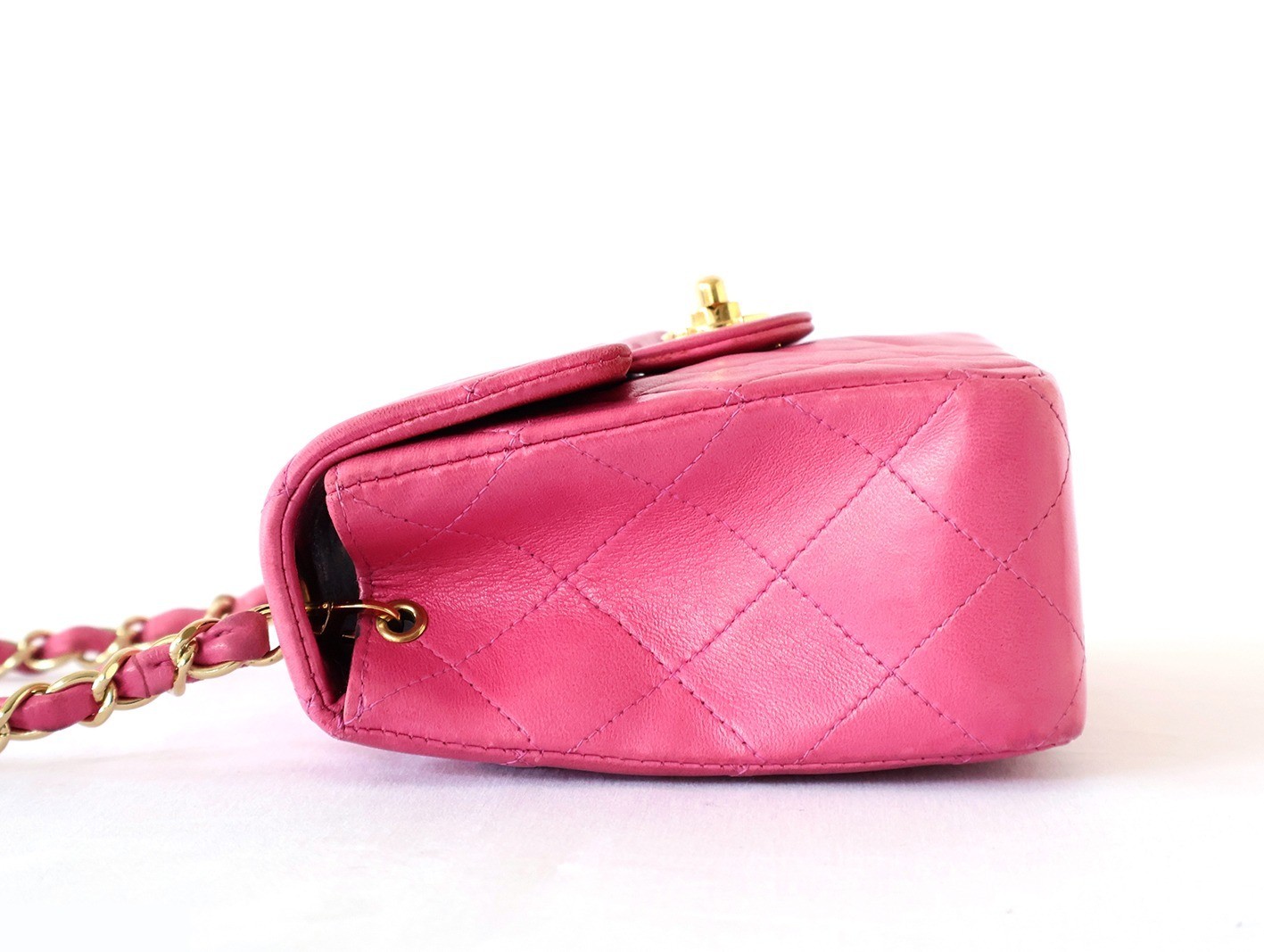 Mini Matelassé 17 Lambskin Chain Shoulder Bag, Pink — view 6