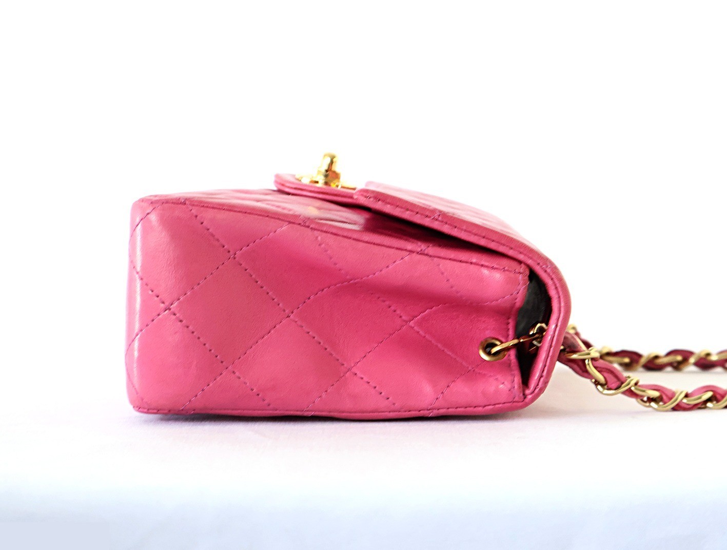 Mini Matelassé 17 Lambskin Chain Shoulder Bag, Pink — view 7
