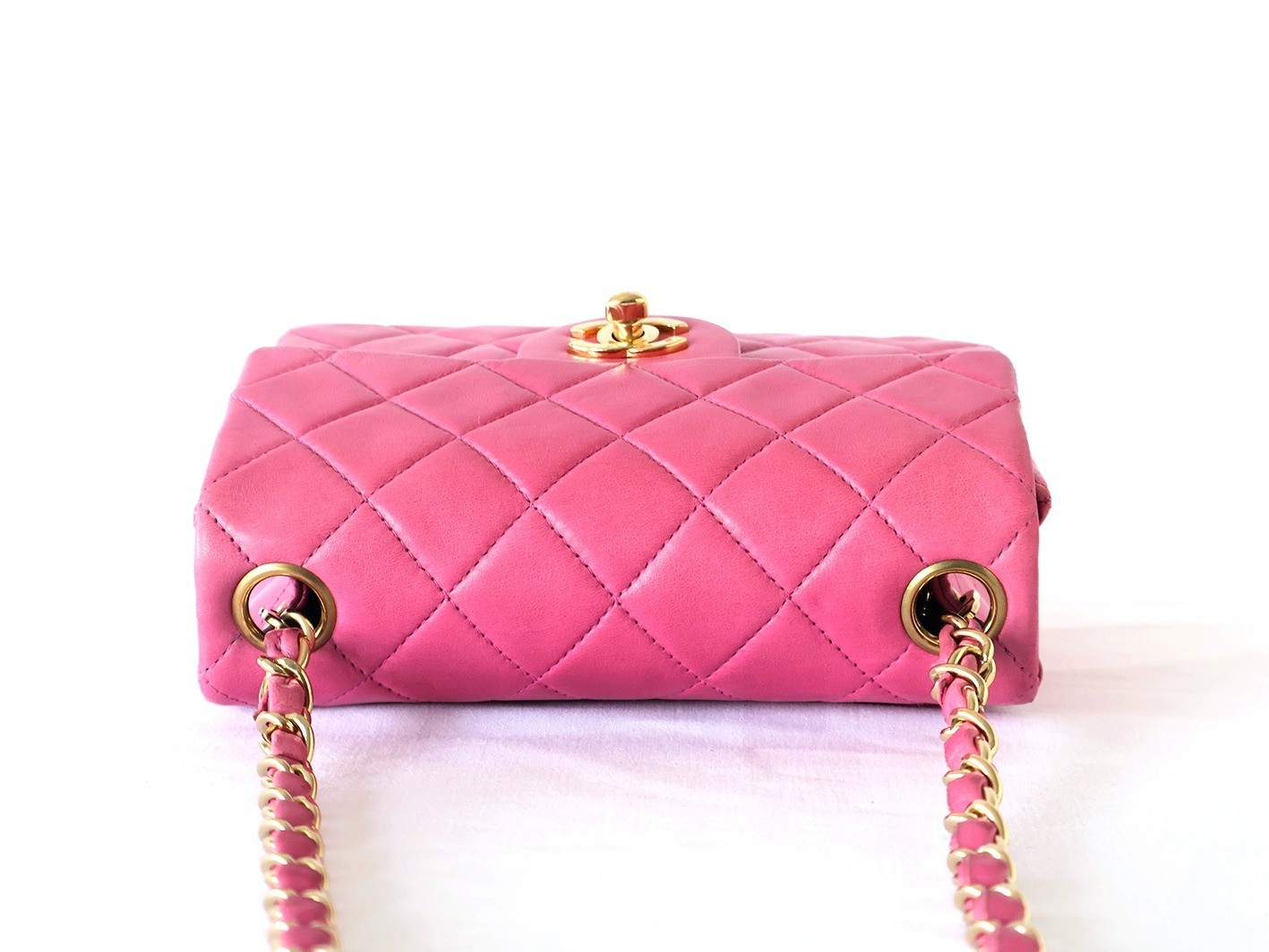 Mini Matelassé 17 Lambskin Chain Shoulder Bag, Pink — view 8