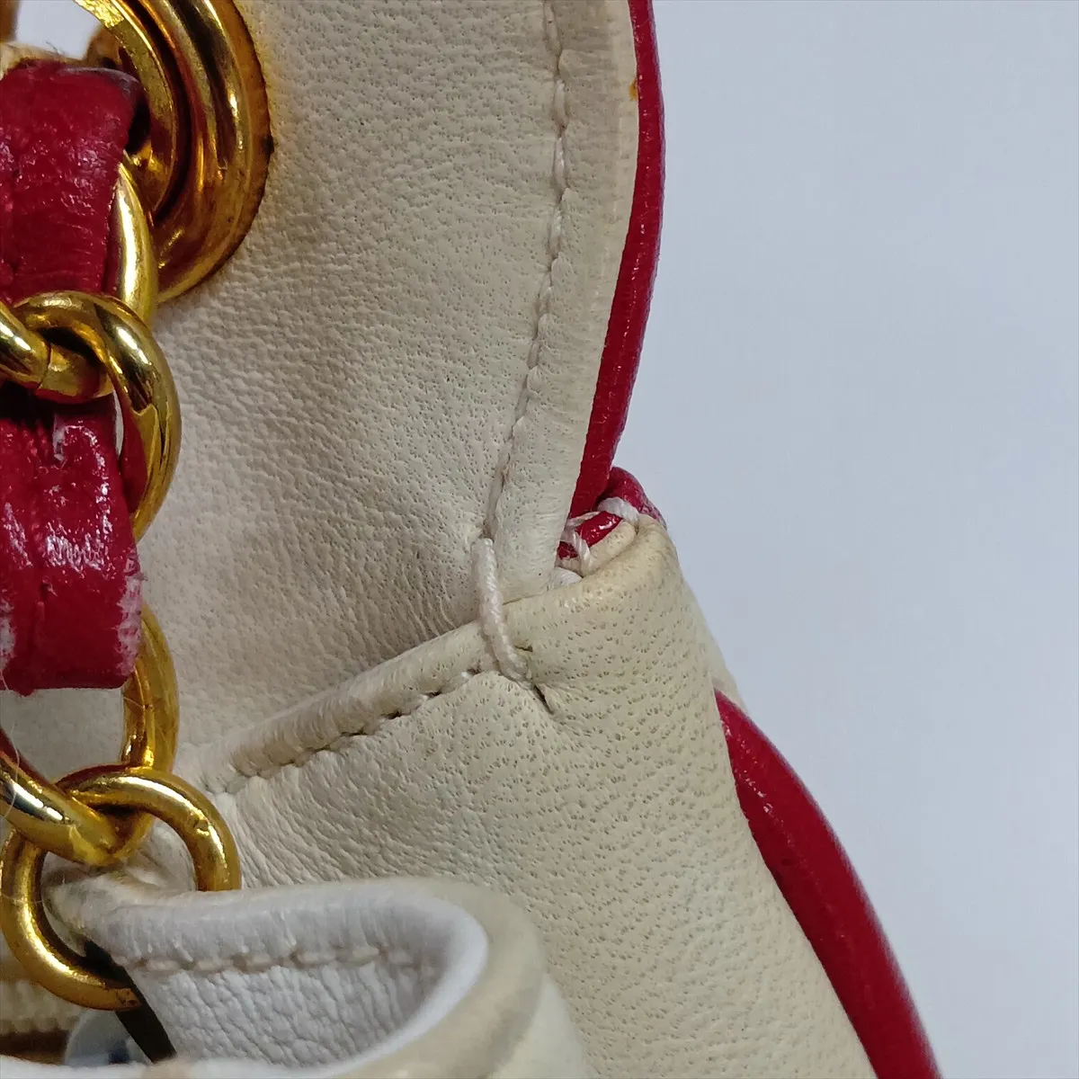 Coco Mark Lambskin Single Flap Single Chain Bag, White x Red, Gold Hardware, 0872440 (serial number in the 0s), Dust bag deteriorated. — view 12