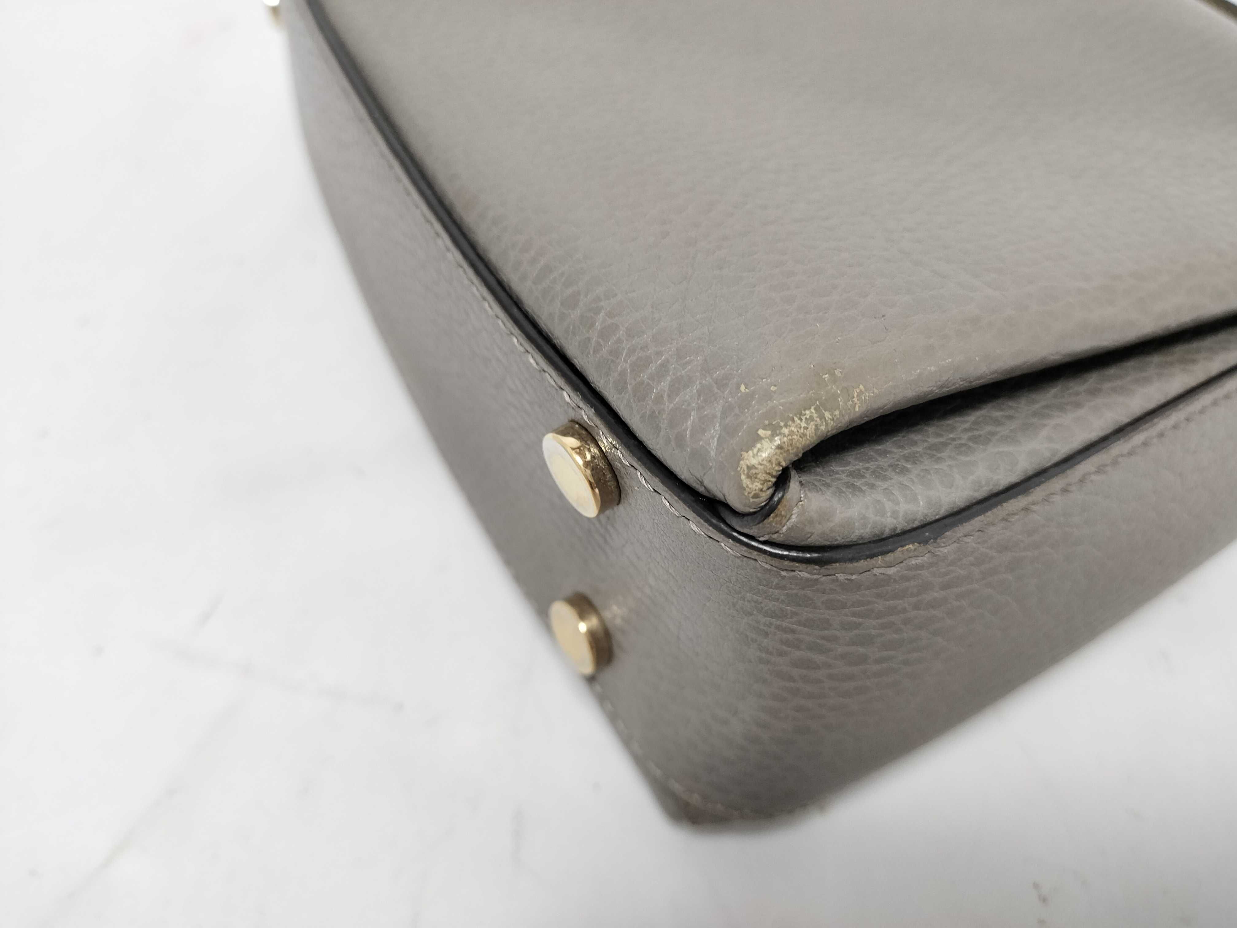 Interlocking Handbag, Leather, Gray Handbag — view 7