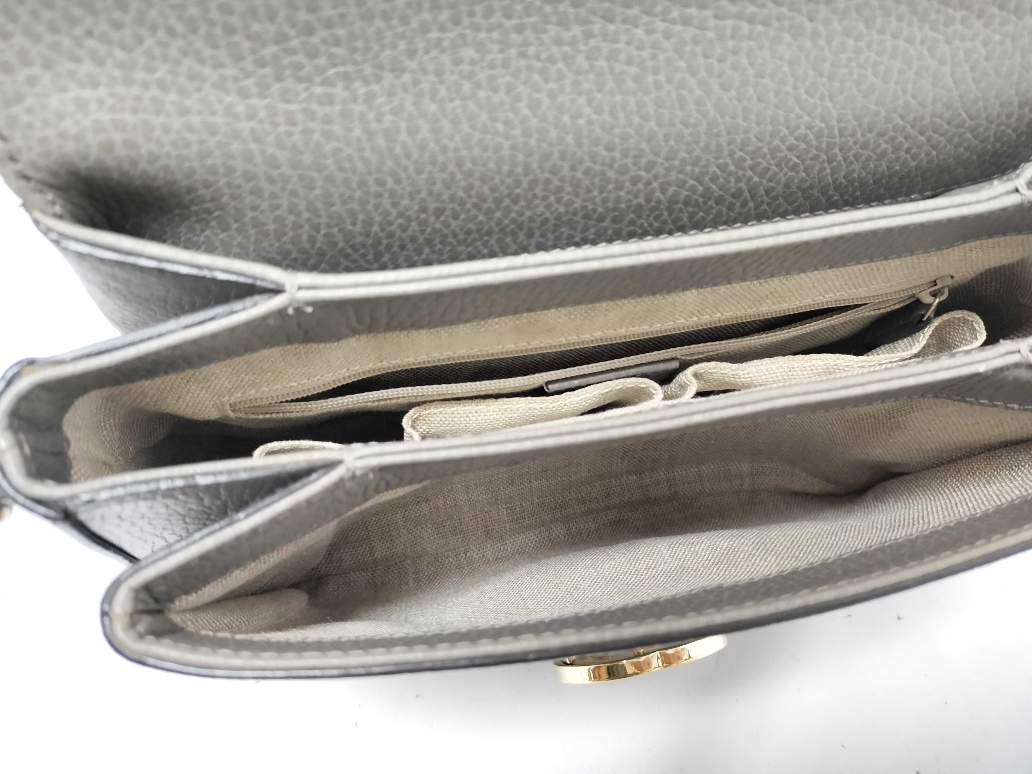 Interlocking Handbag, Leather, Gray Handbag — view 10