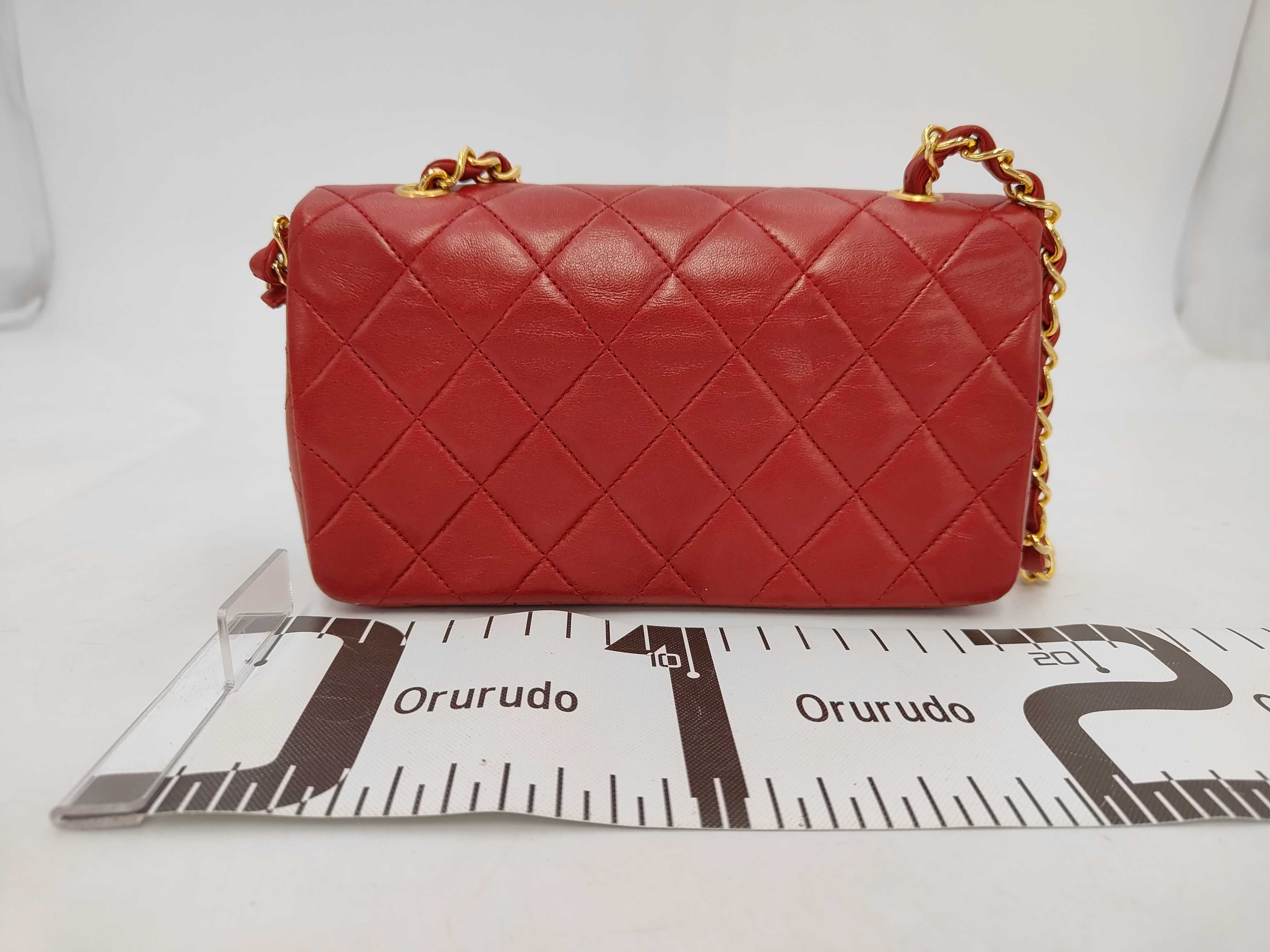Matelassé Chain Shoulder Bag, Red Lambskin Shoulder Bag — view 2