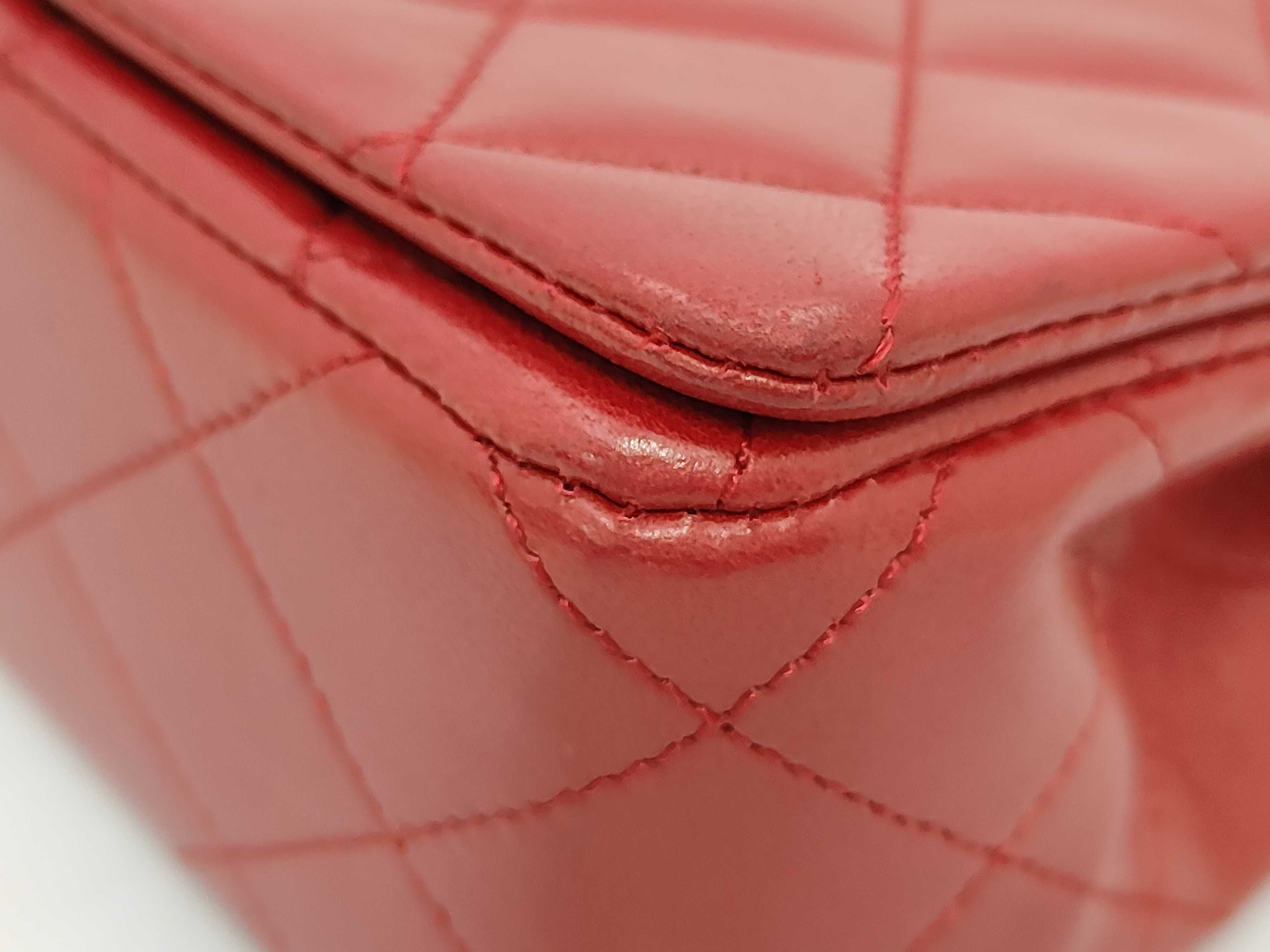 Matelassé Chain Shoulder Bag, Red Lambskin Shoulder Bag — view 7