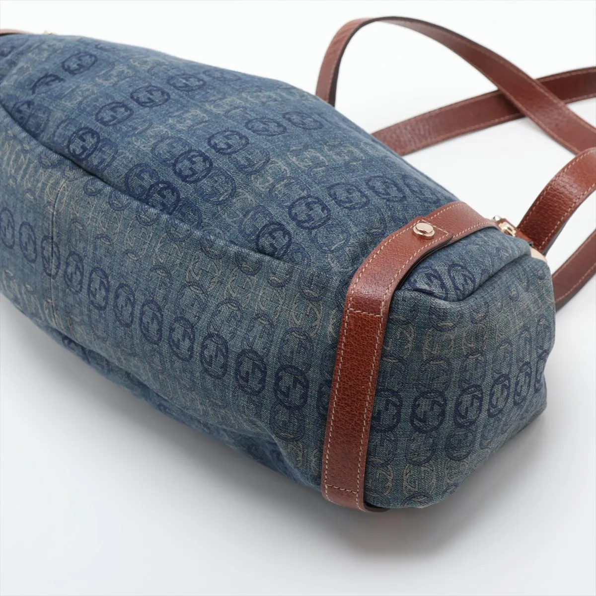 Abbey 130736 Denim x Leather Shoulder Bag Blue x Brown — view 3