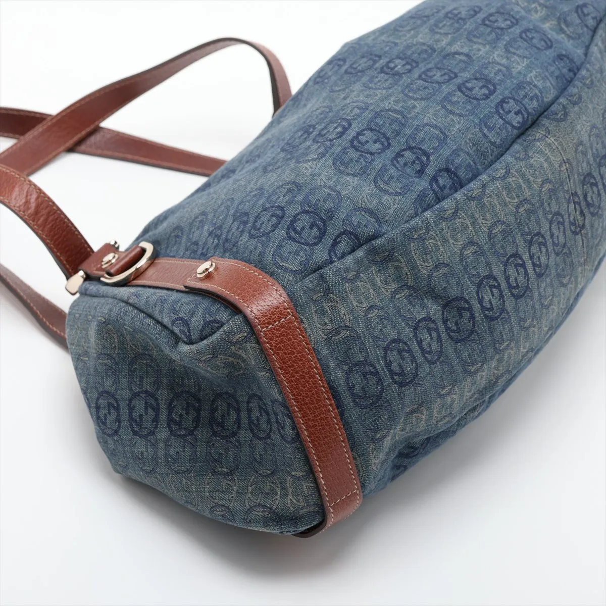 Abbey 130736 Denim x Leather Shoulder Bag Blue x Brown — view 4