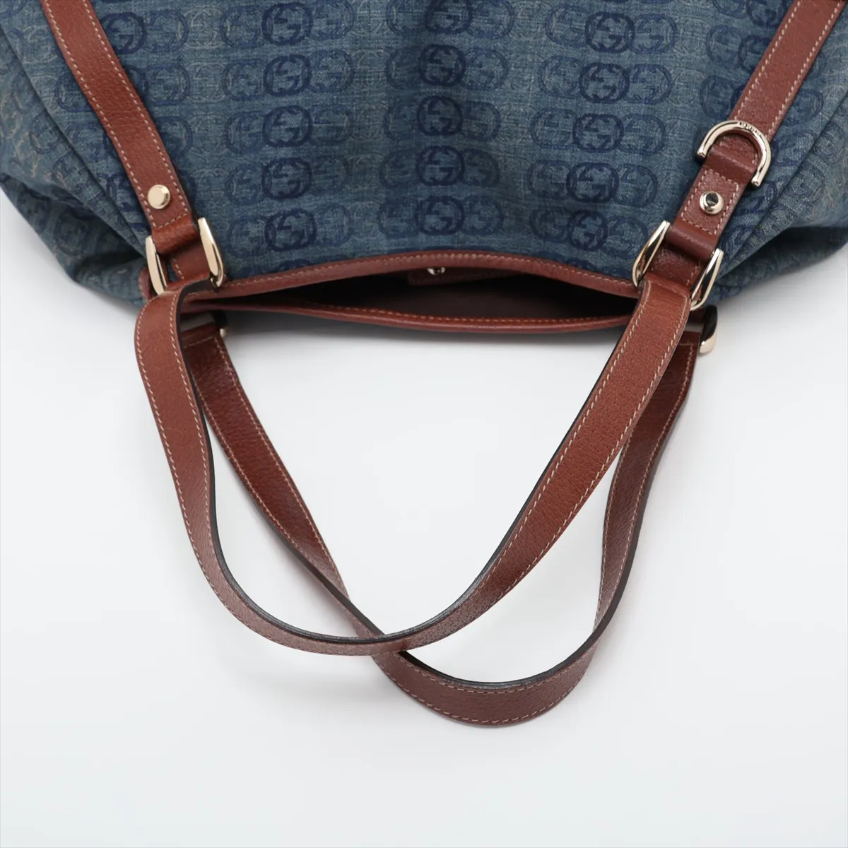 Abbey 130736 Denim x Leather Shoulder Bag Blue x Brown — view 5