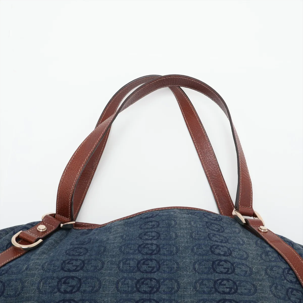 Abbey 130736 Denim x Leather Shoulder Bag Blue x Brown — view 6