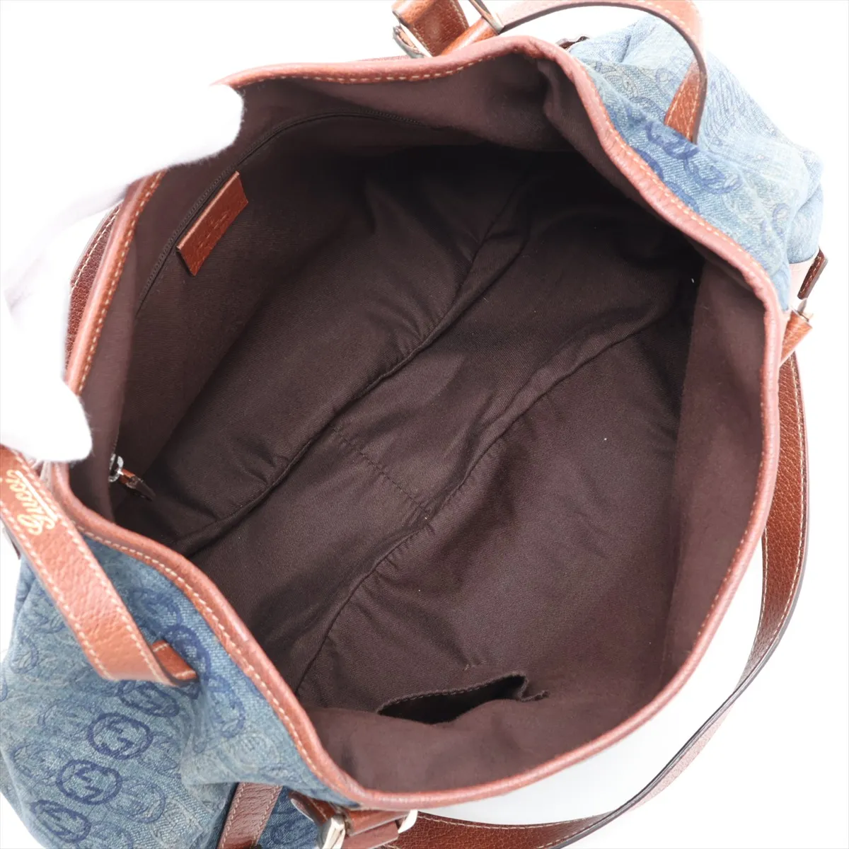 Abbey 130736 Denim x Leather Shoulder Bag Blue x Brown — view 7