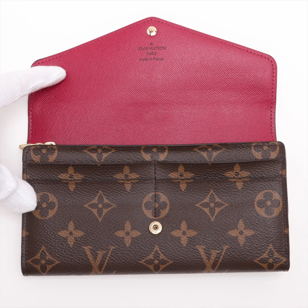 Monogram Portefeuille Sarah M62234 SN3109 Fuchsia Long Wallet with Initials — view 3