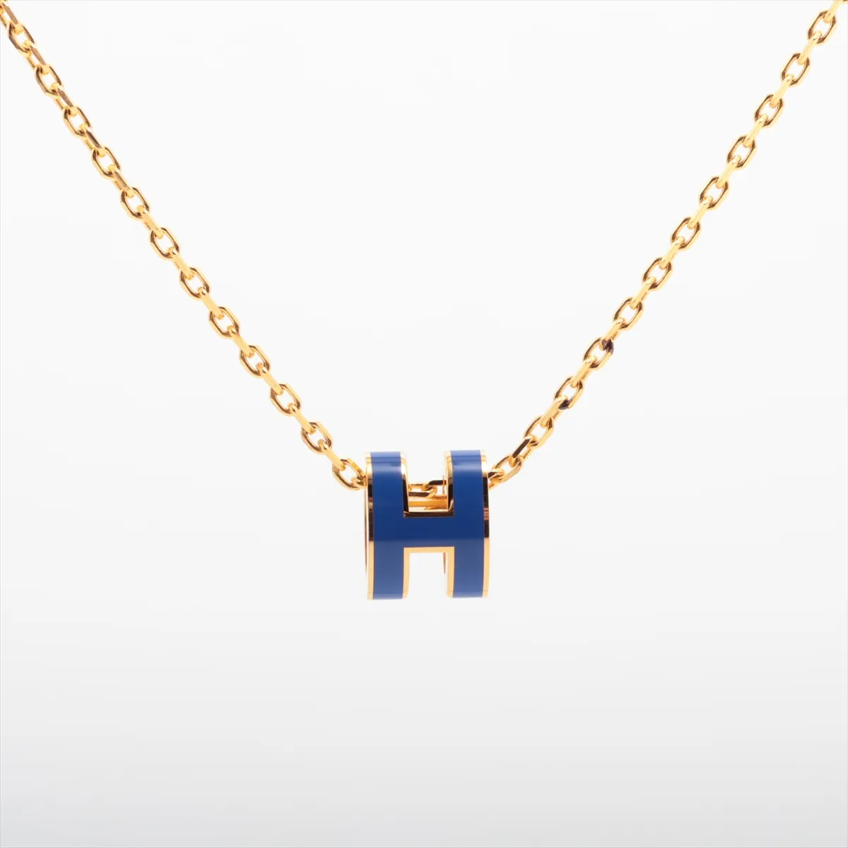 Mini Pop H GD0261 Necklace GP Gold x Blue Thread Dirty — view 2