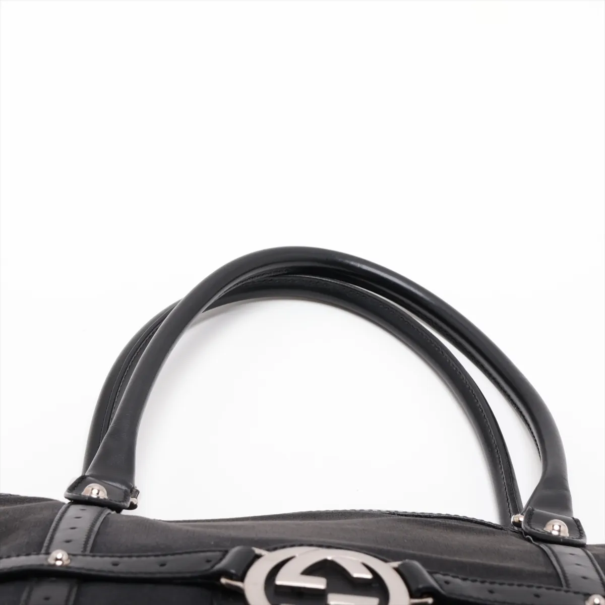 Interlocking G 114887 Canvas x Perforated Leather Shoulder Bag, Black — view 6