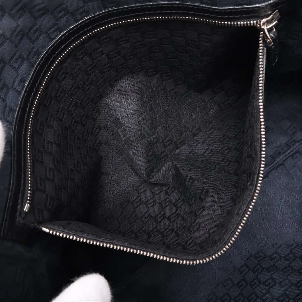 Interlocking G 114887 Canvas x Perforated Leather Shoulder Bag, Black — view 8