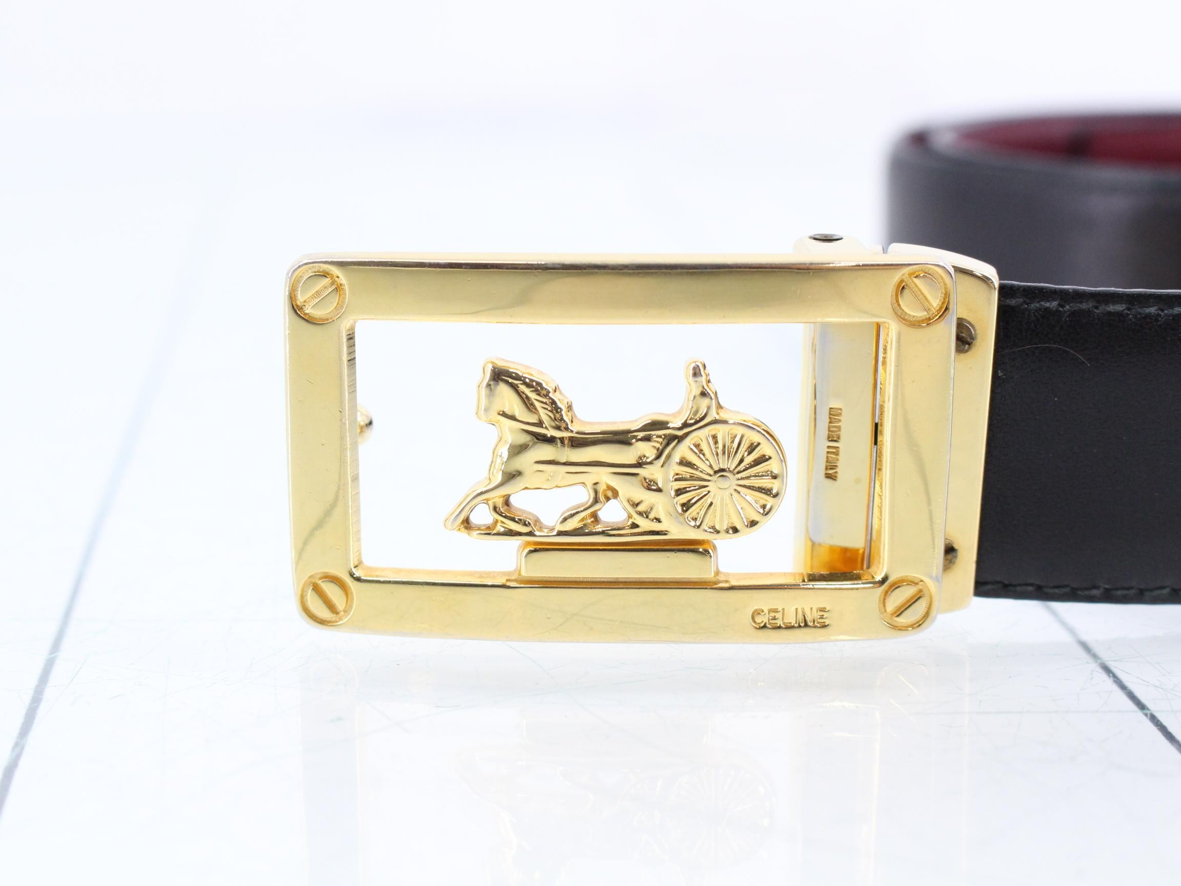 leather belt with carriage hardware — view 3