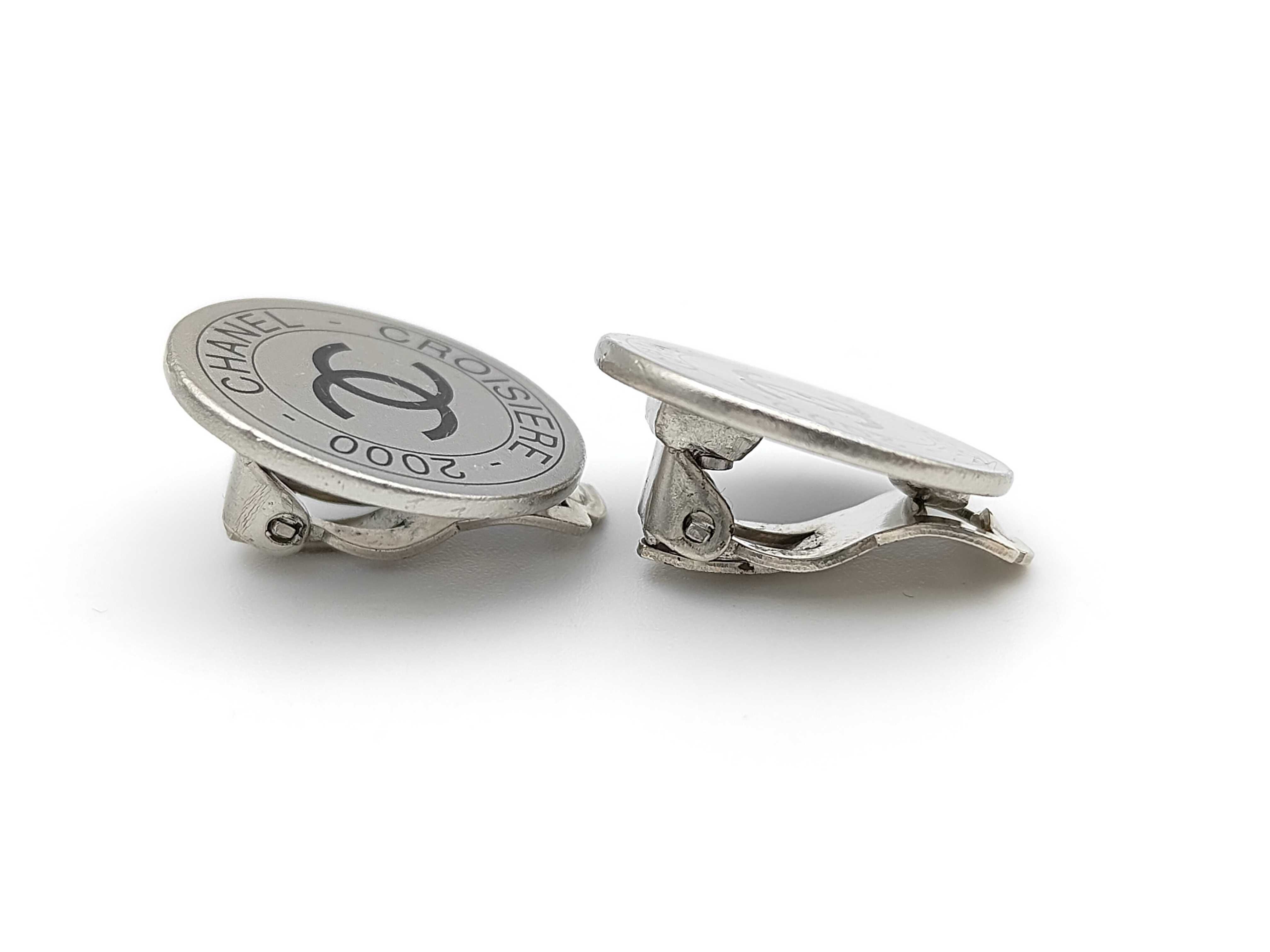 Silver Black Metal Coco Mark CROISIERE 2000 00C Earrings (with box) — view 4