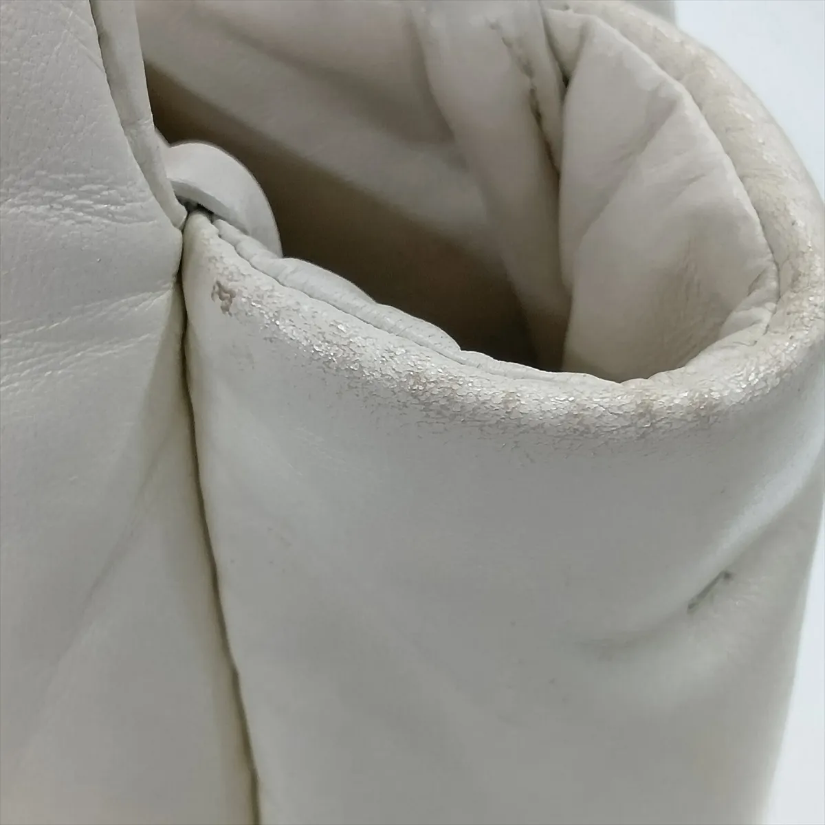 Padded Nappa Leather 2-Way Handbag, White — view 12