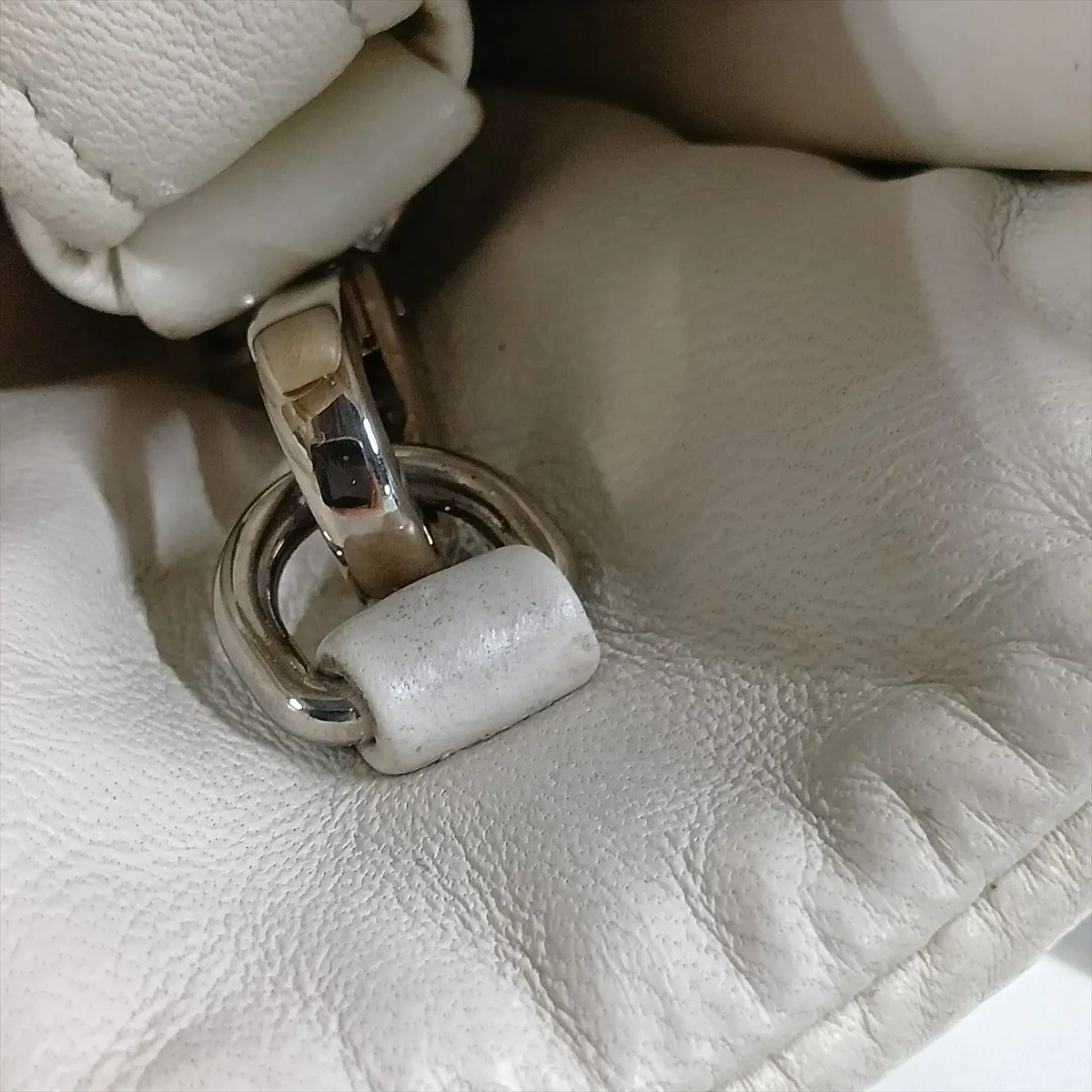 Padded Nappa Leather 2-Way Handbag, White — view 15