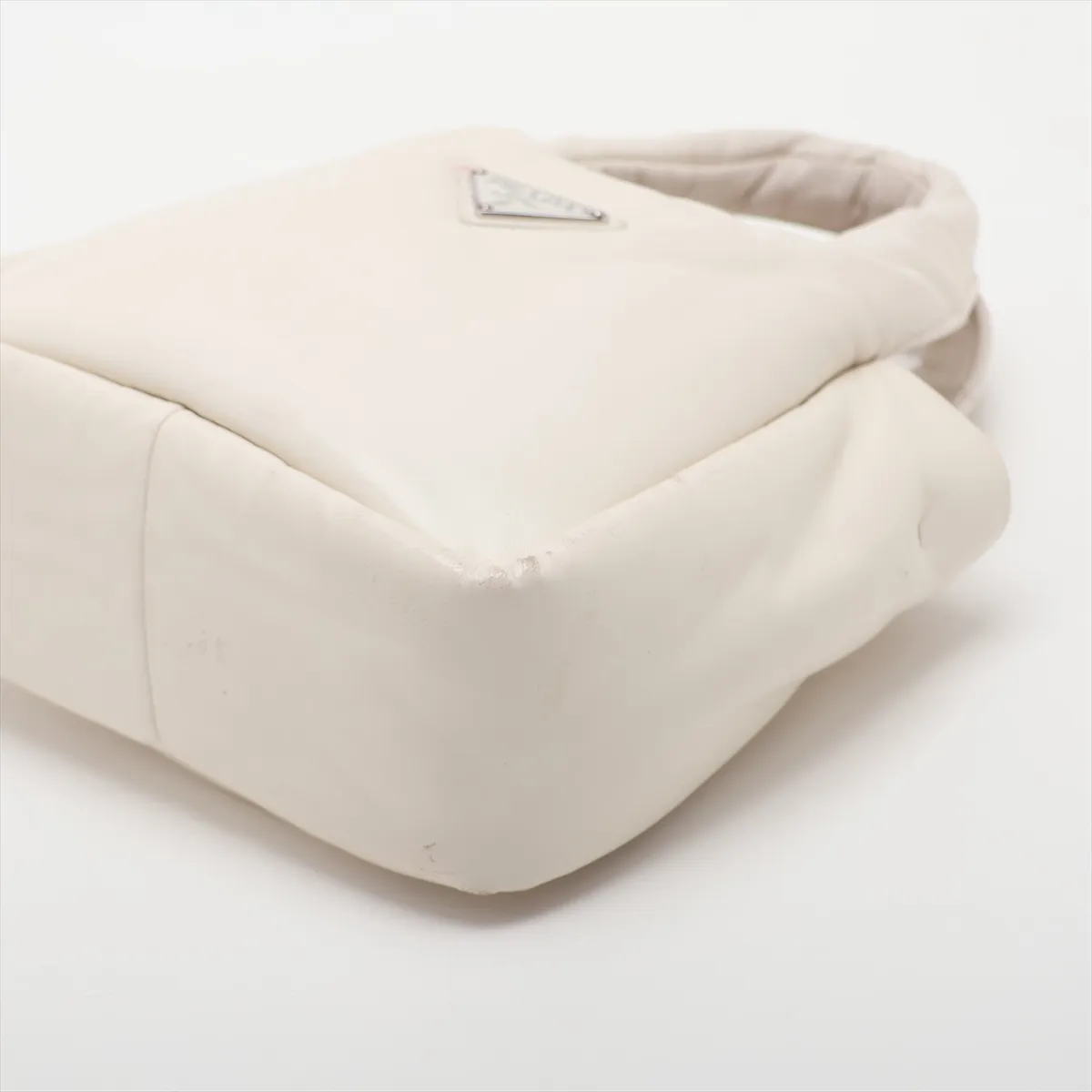 Padded Nappa Leather 2-Way Handbag, White — view 3