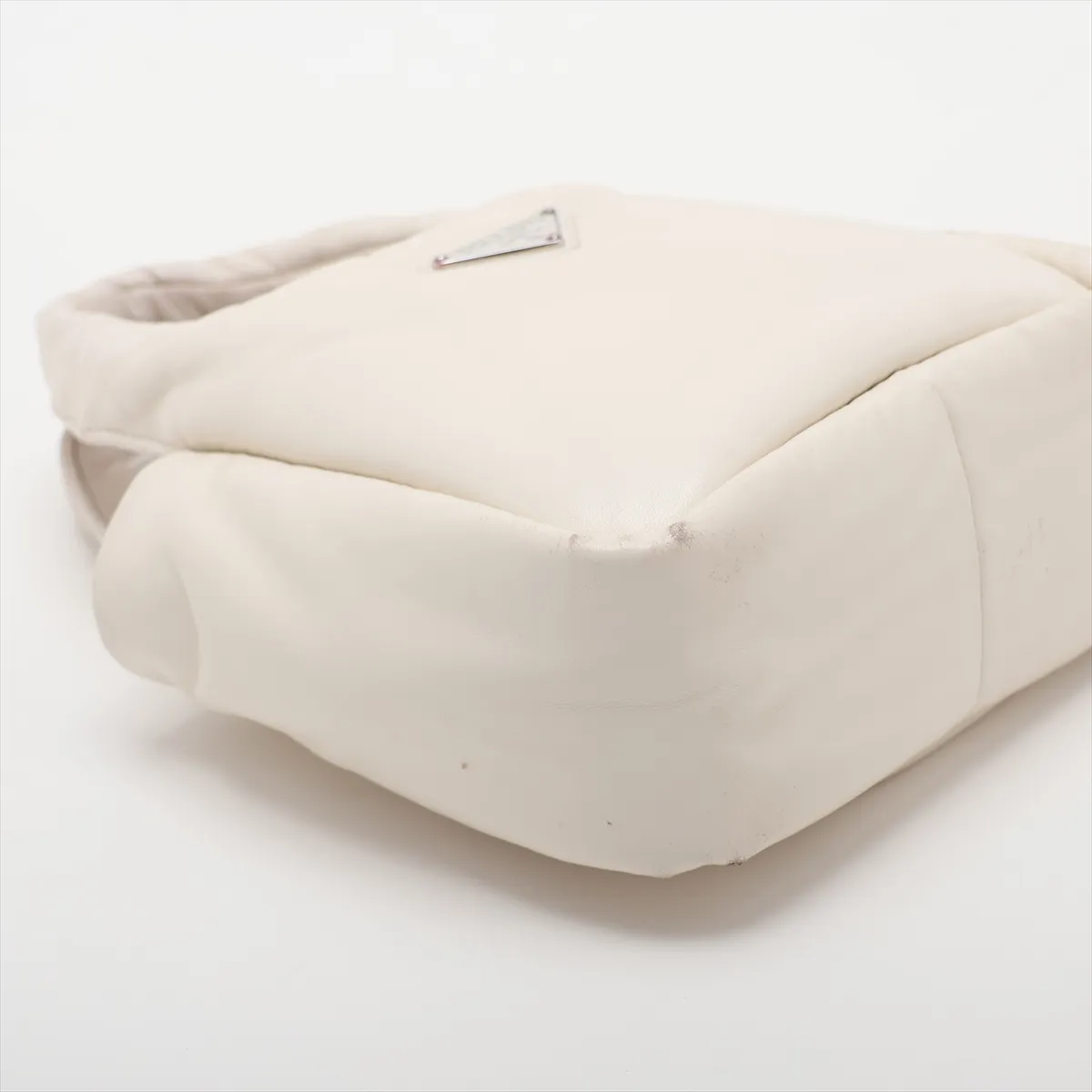 Padded Nappa Leather 2-Way Handbag, White — view 4