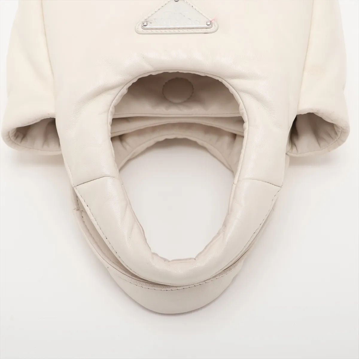 Padded Nappa Leather 2-Way Handbag, White — view 5