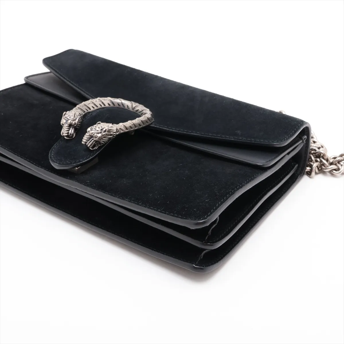Dionysus Suede x Leather Chain Shoulder Bag, Navy, 400249 — view 3