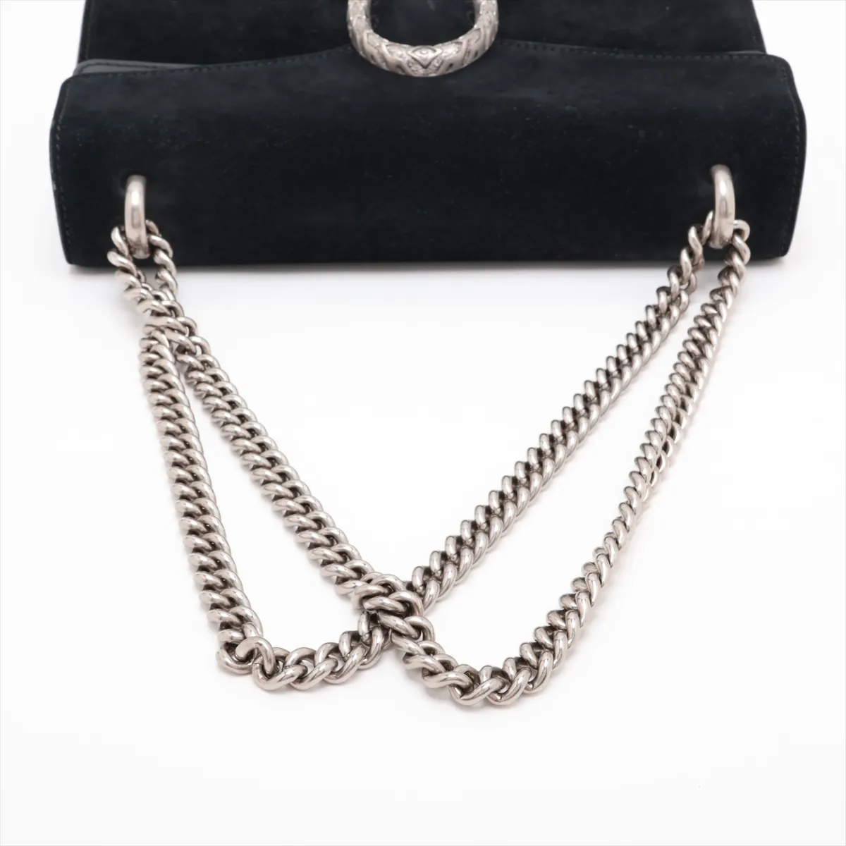 Dionysus Suede x Leather Chain Shoulder Bag, Navy, 400249 — view 5