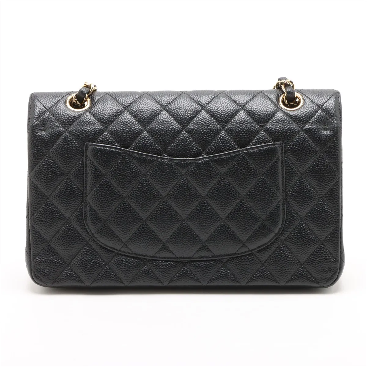 [Individually wrapped] Chanel Matelasse 25 caviar skin double flap double chain bag black gold hardware A01112 — view 2