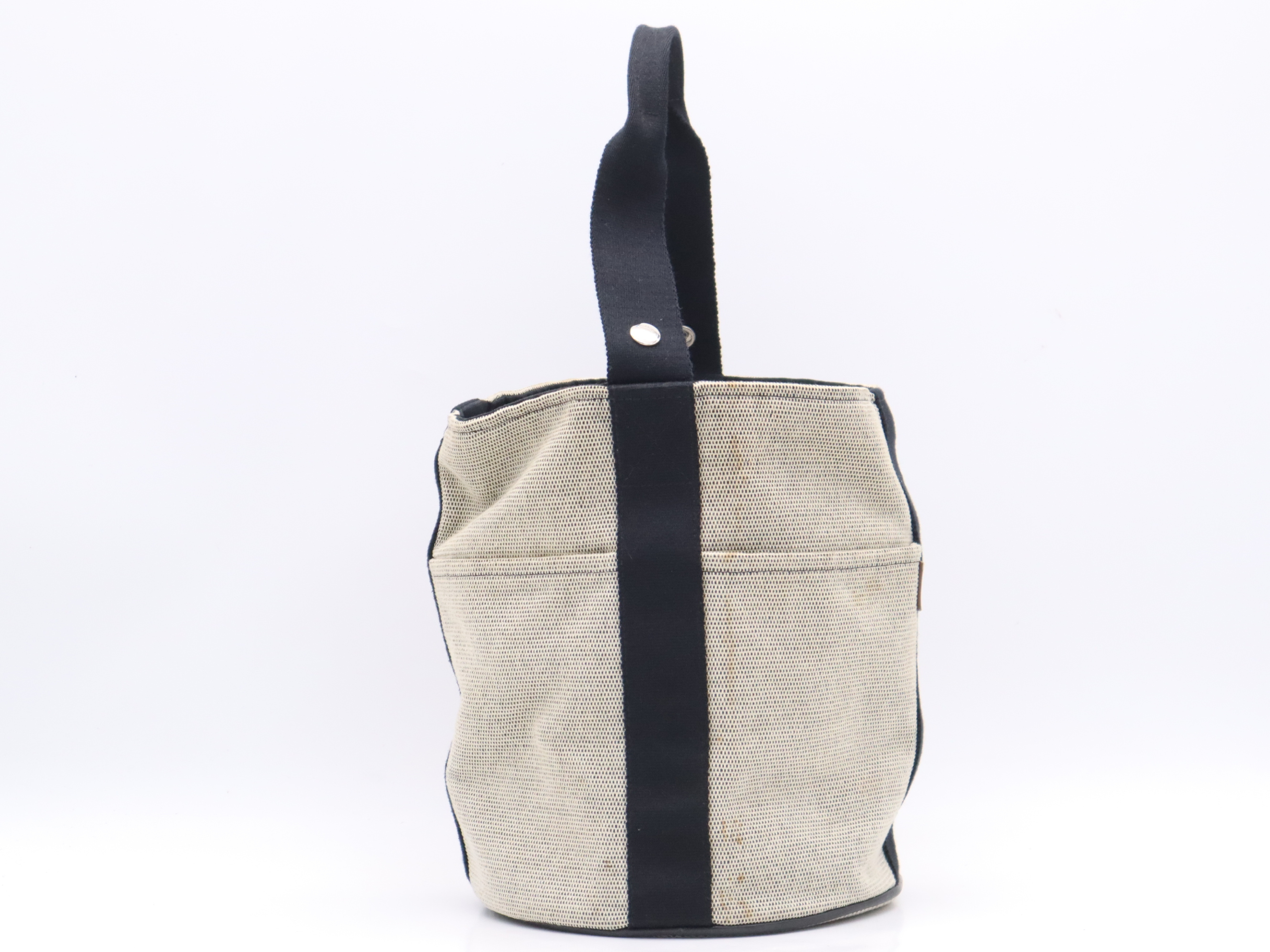 Canvas Saxo MM Beige Black Silver Hardware Handbag — view 2