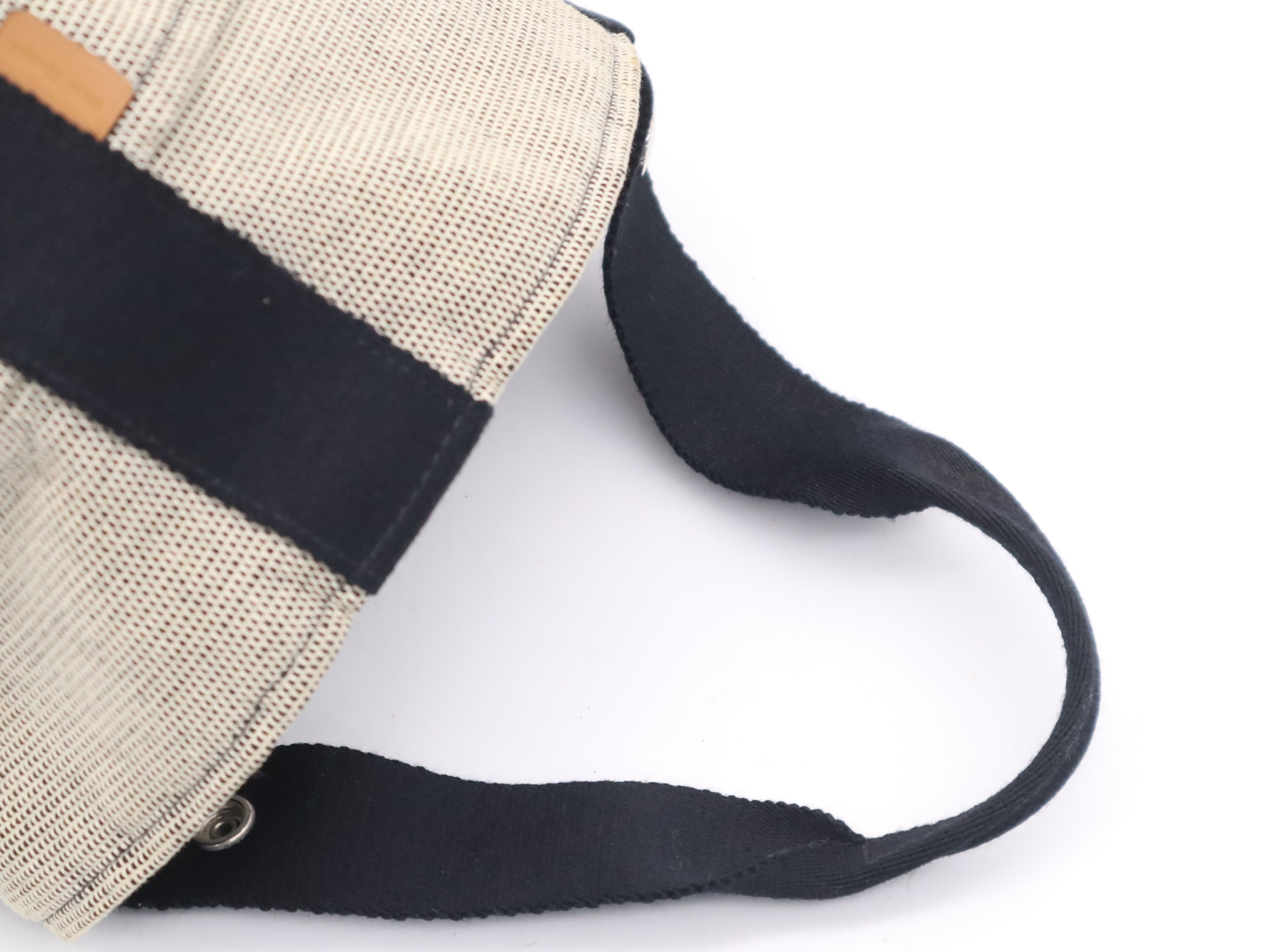 Canvas Saxo MM Beige Black Silver Hardware Handbag — view 6