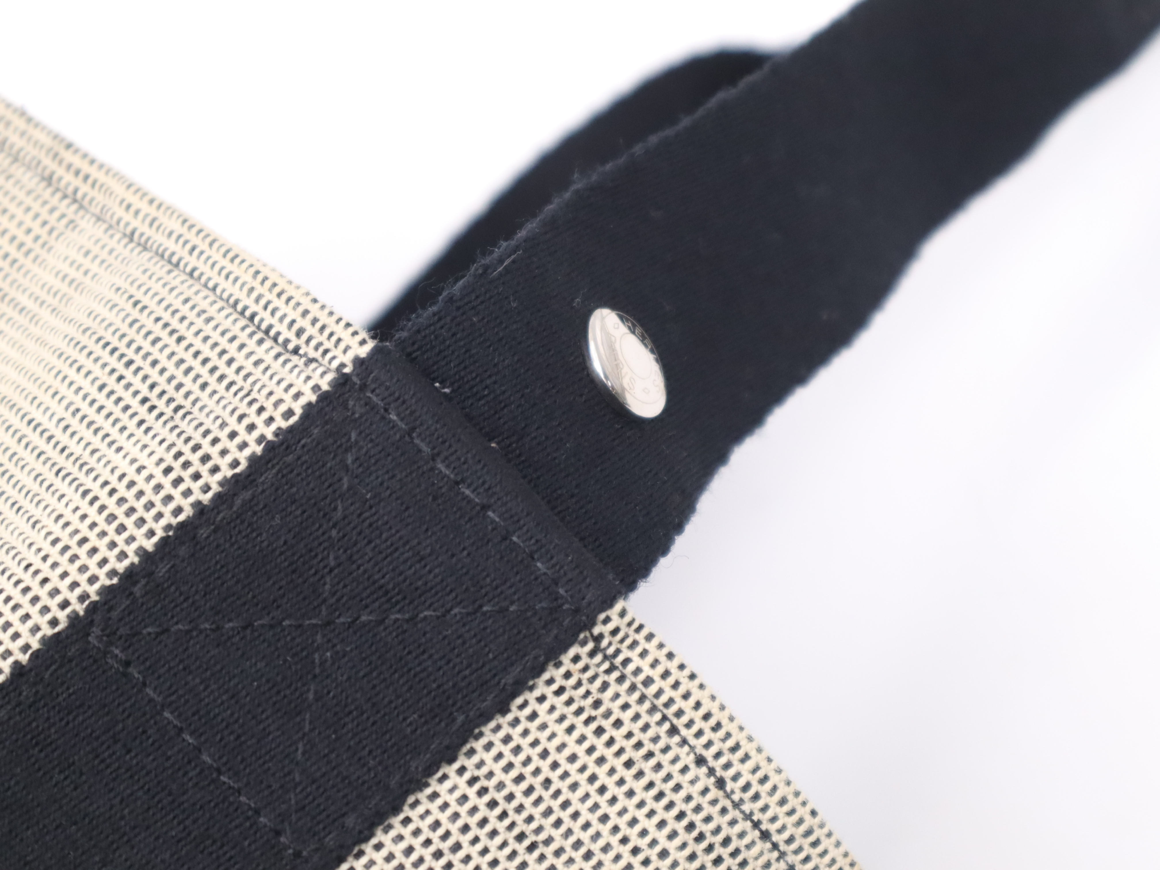 Canvas Saxo MM Beige Black Silver Hardware Handbag — view 8
