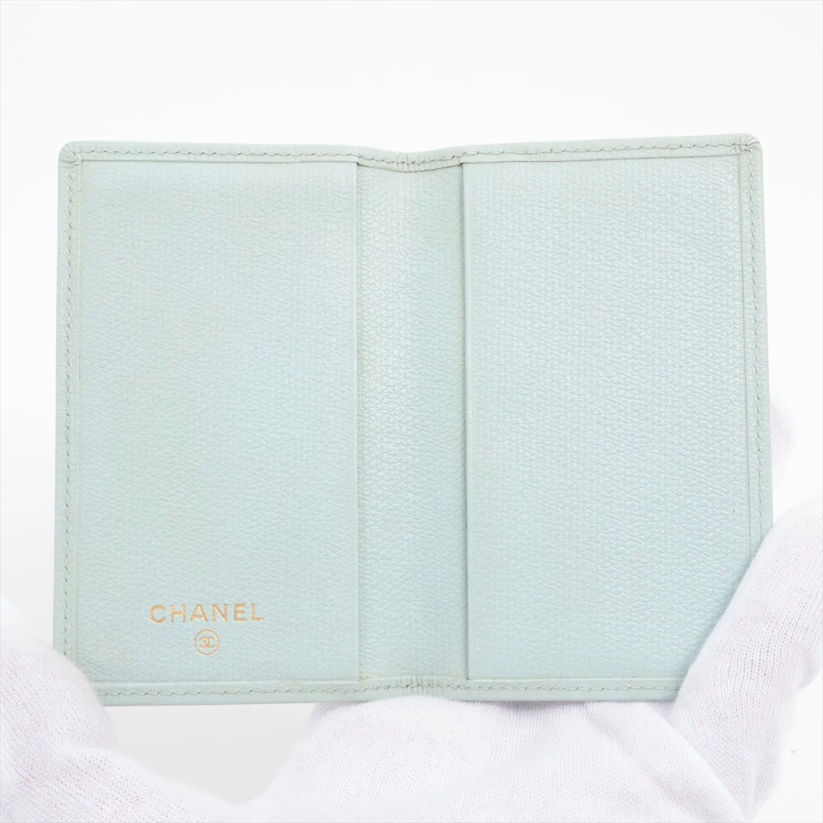 Cocomark caviar skin card case blue gold hardware 9908087 — view 3