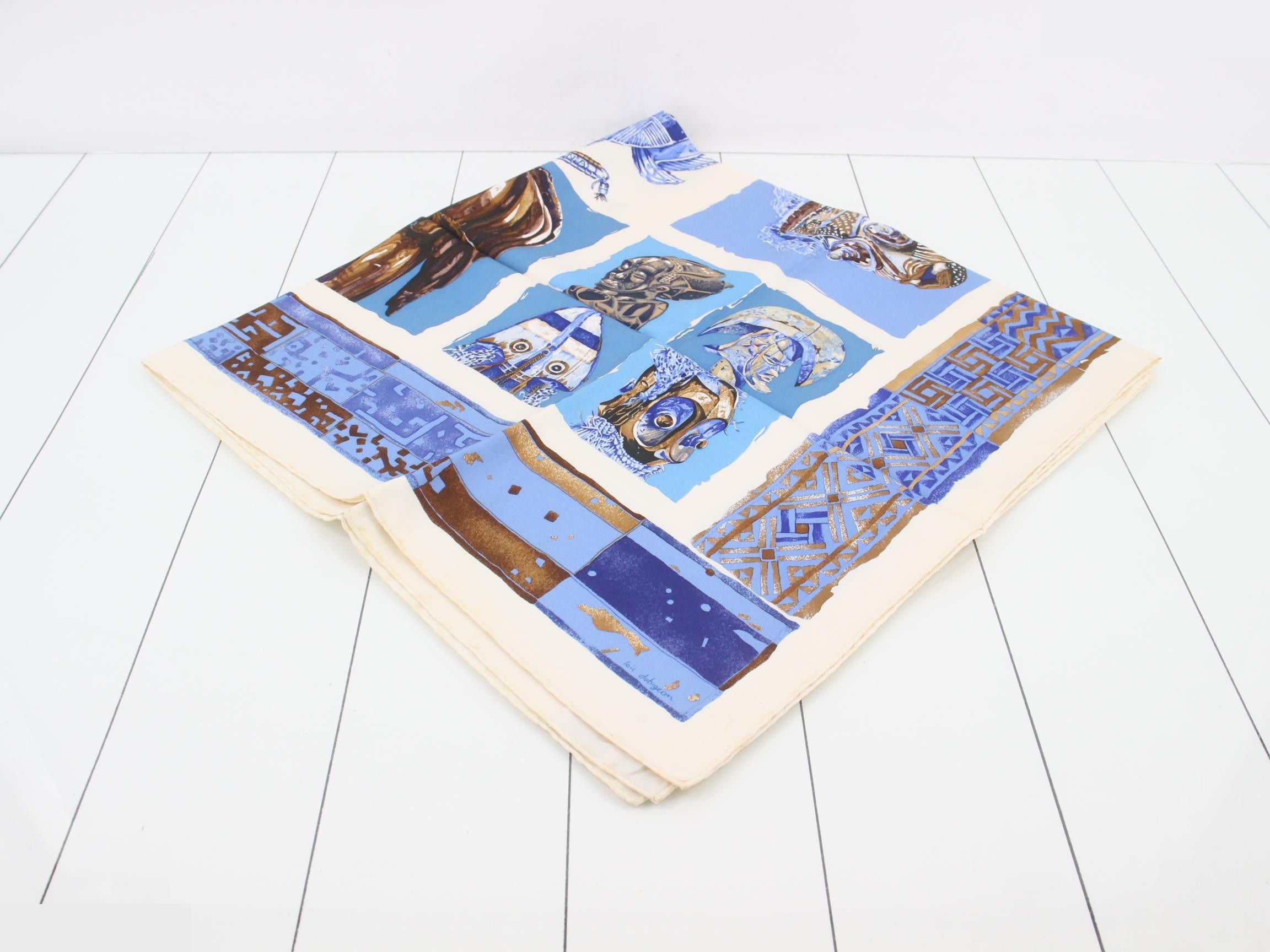 Scarf, blue tones, with tag. — view 2