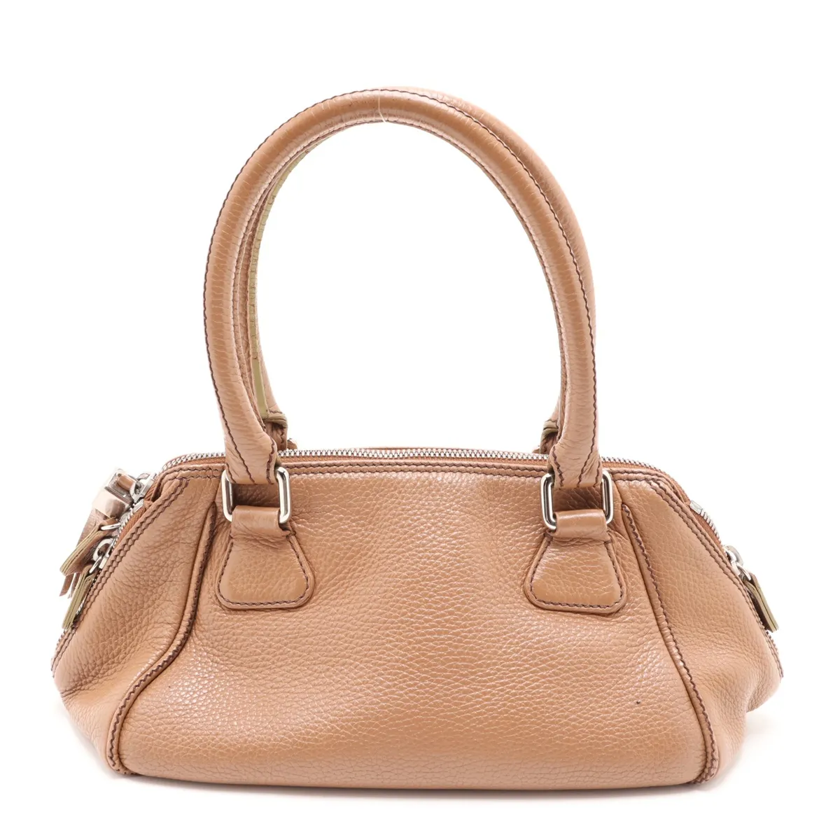 logo leather handbag with fringe, brown, silver hardware, item number 8420000 (serial number in the 8th range). — view 2