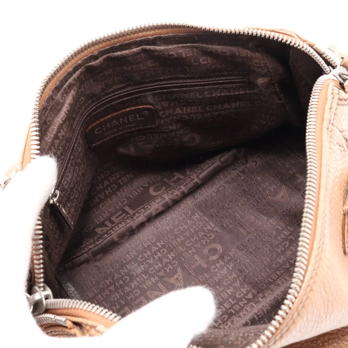 logo leather handbag with fringe, brown, silver hardware, item number 8420000 (serial number in the 8th range). — view 7