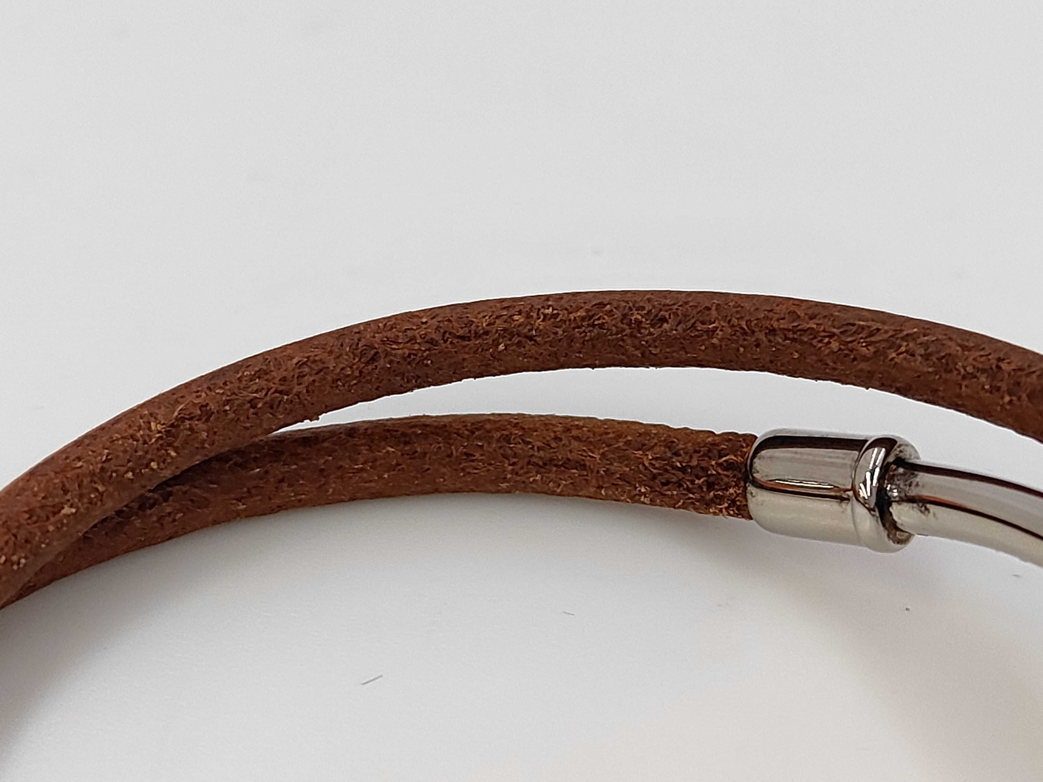 Jumbo Double Tour Brown x Silver BL Bracelet/Bangle — view 4